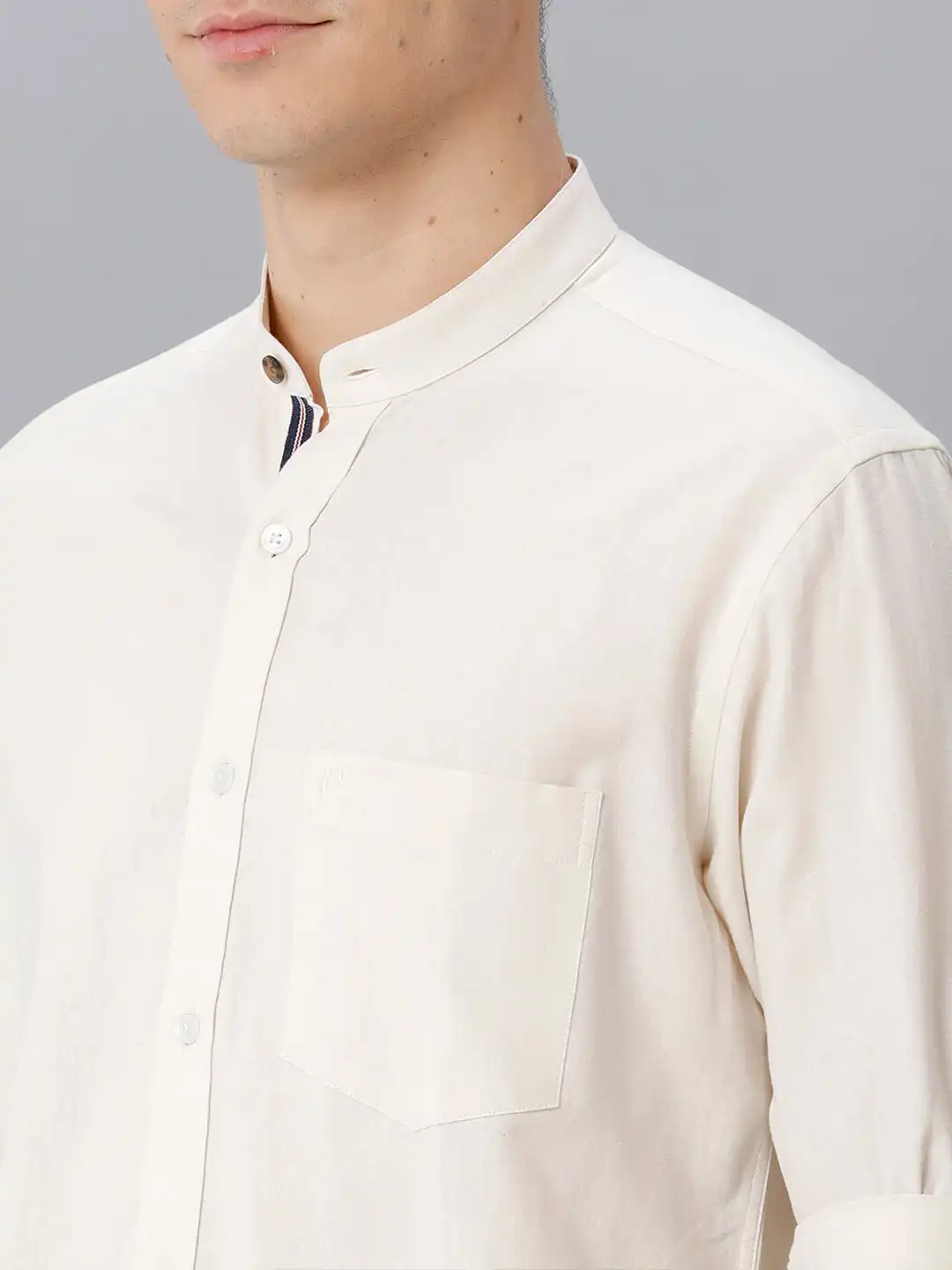 Buy CAVALLO by Linen Club Contemporary Band Collar Cotton Linen