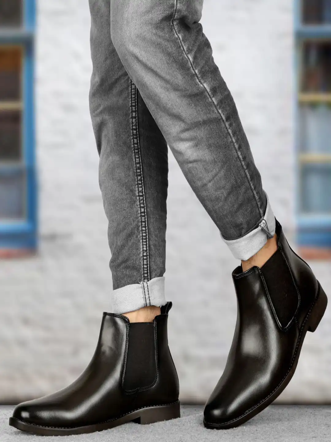 Buy SHOZANIA Men Mid Top Leather Work Chelsea Boots - Boots for