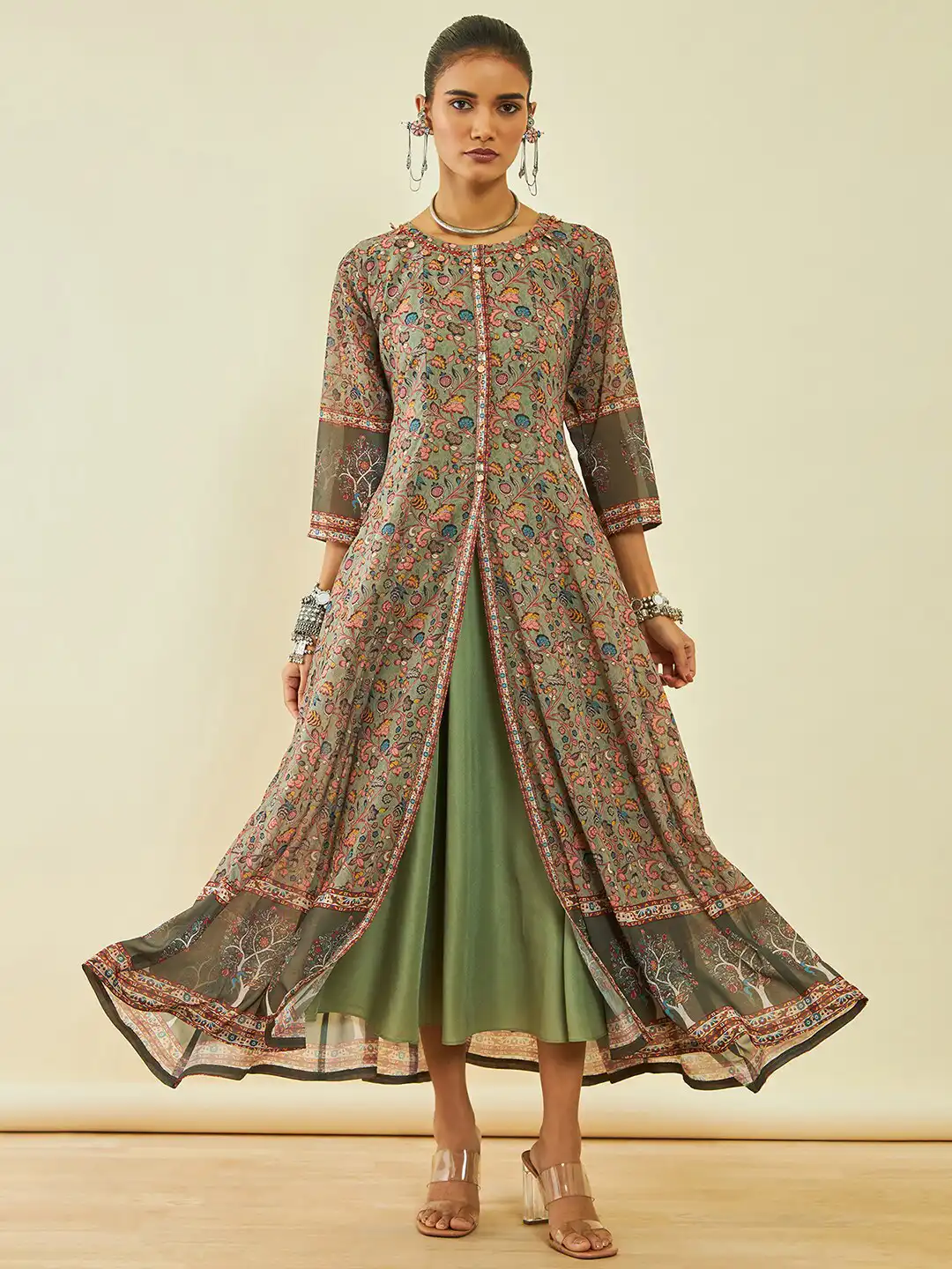 ethnic green dress Buy Soch Motifs Print Georgette Maxi Ethnic - Ethnic Dresses for Women 24989050 msf2051