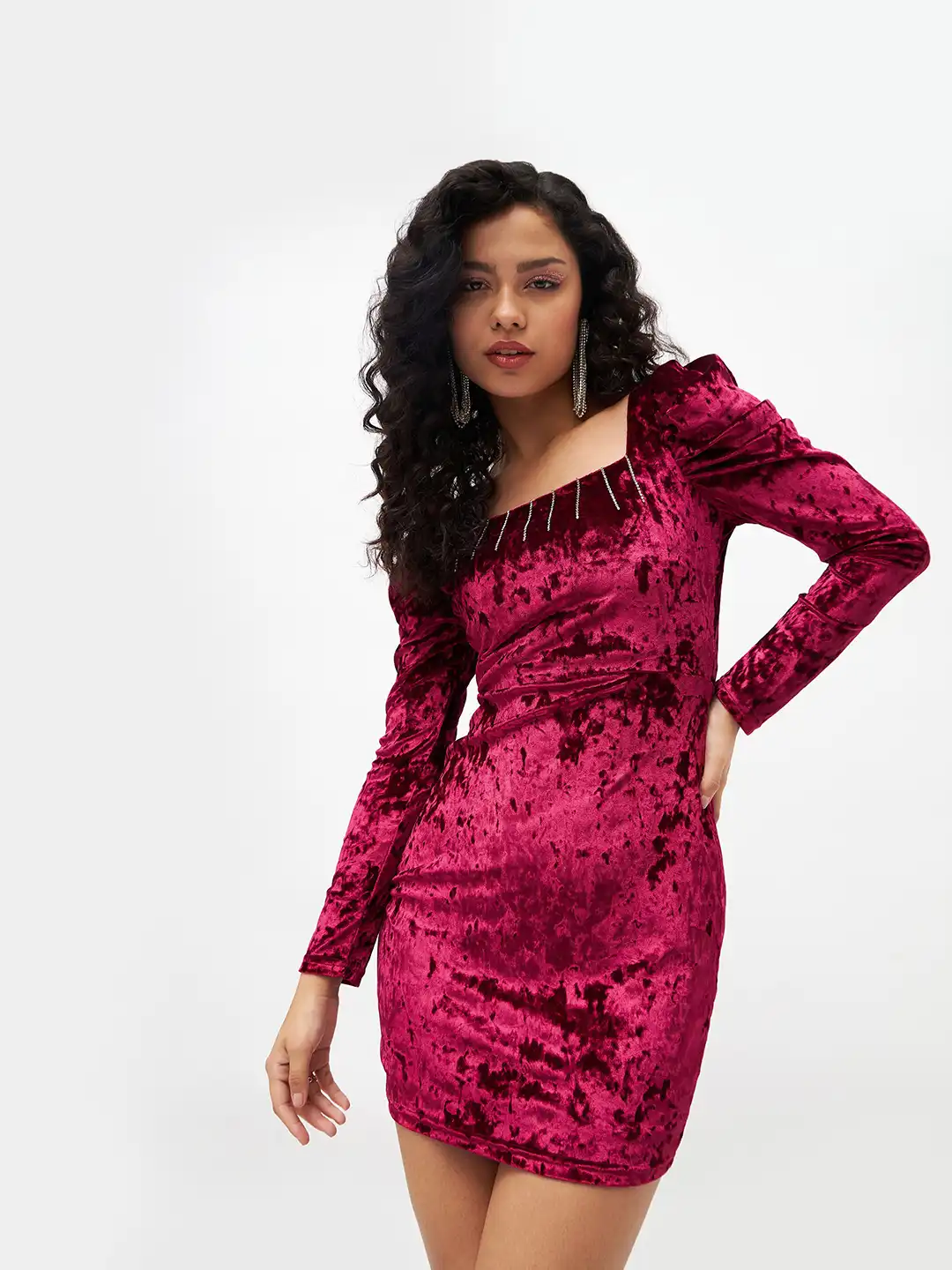 burgundy backless formal dress A Line V Neck Open Back Burgundy Long Prom Dresses with High Slit, Backless  Burgundy Formal Dresses, Maroon Evening Dresses main image 0