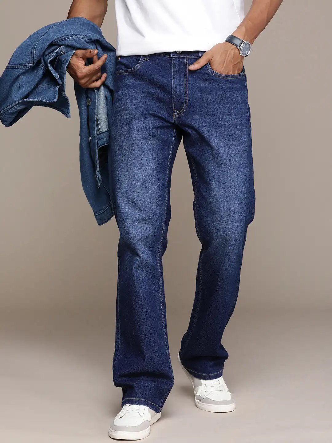 Buy WROGN Men Bootcut Heavy Fade Stretchable Jeans - Jeans for Men