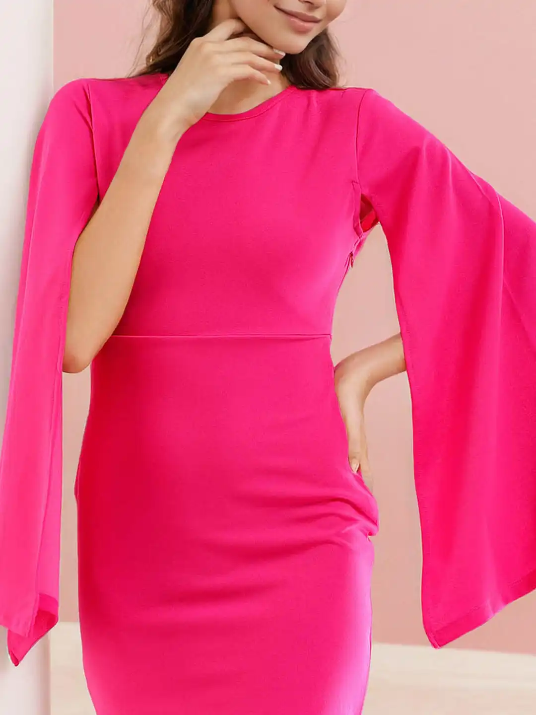 Buy Freehand by The Indian Garage Co Cape Sleeves Bodycon Dress - Dresses for Women 25023742