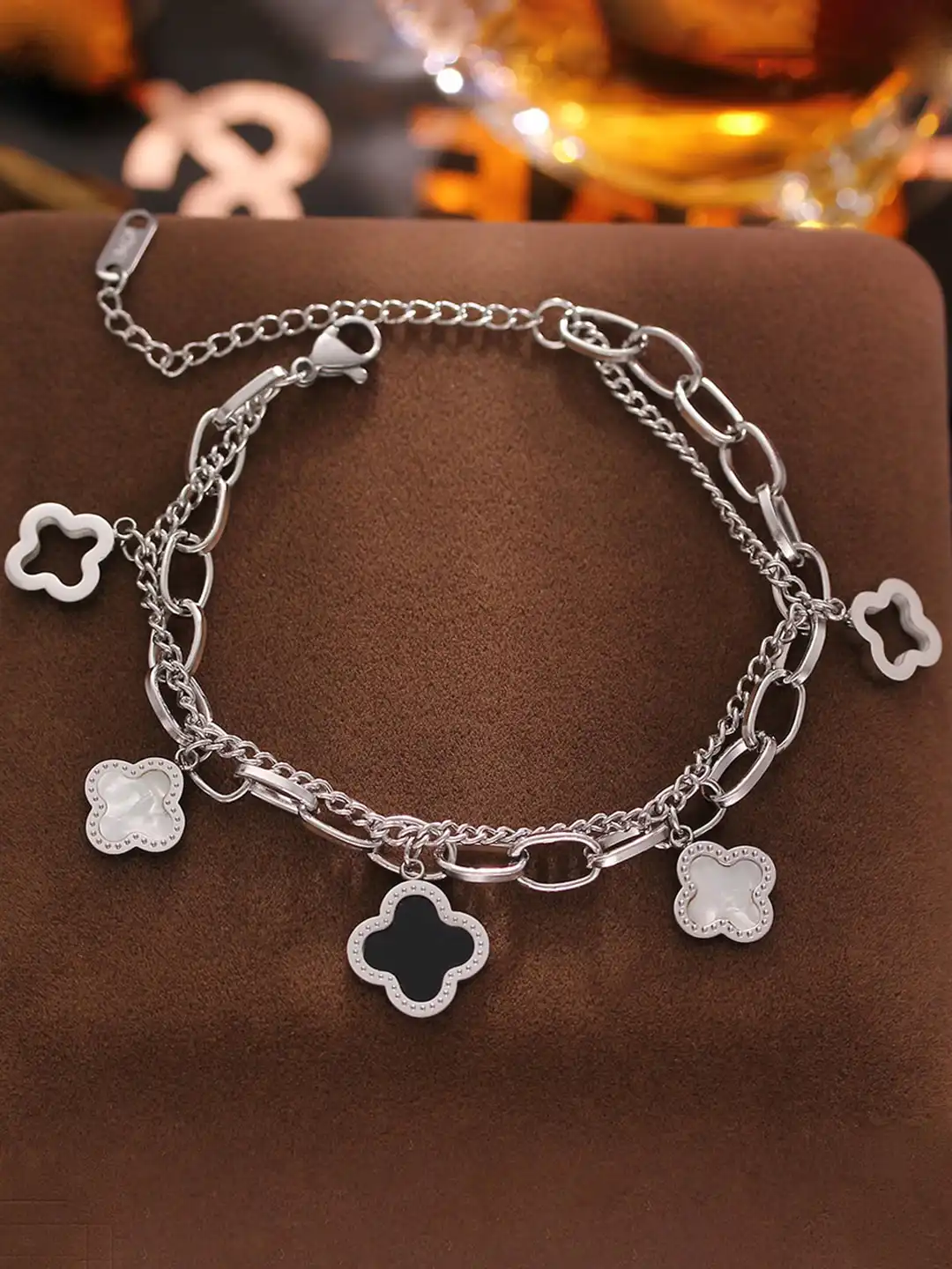 Buy Jewels Galaxy Women Silver-Plated Charm Bracelet - Bracelet