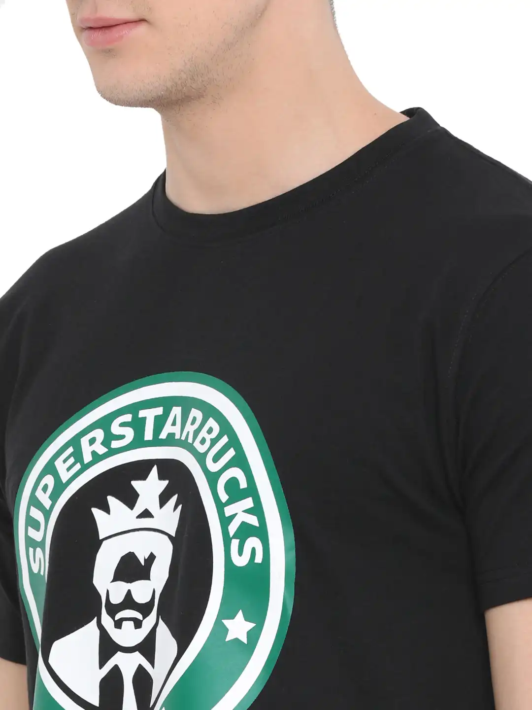 Buy Fully Filmy Super Starbucks Black Printed Round Neck T-shirt