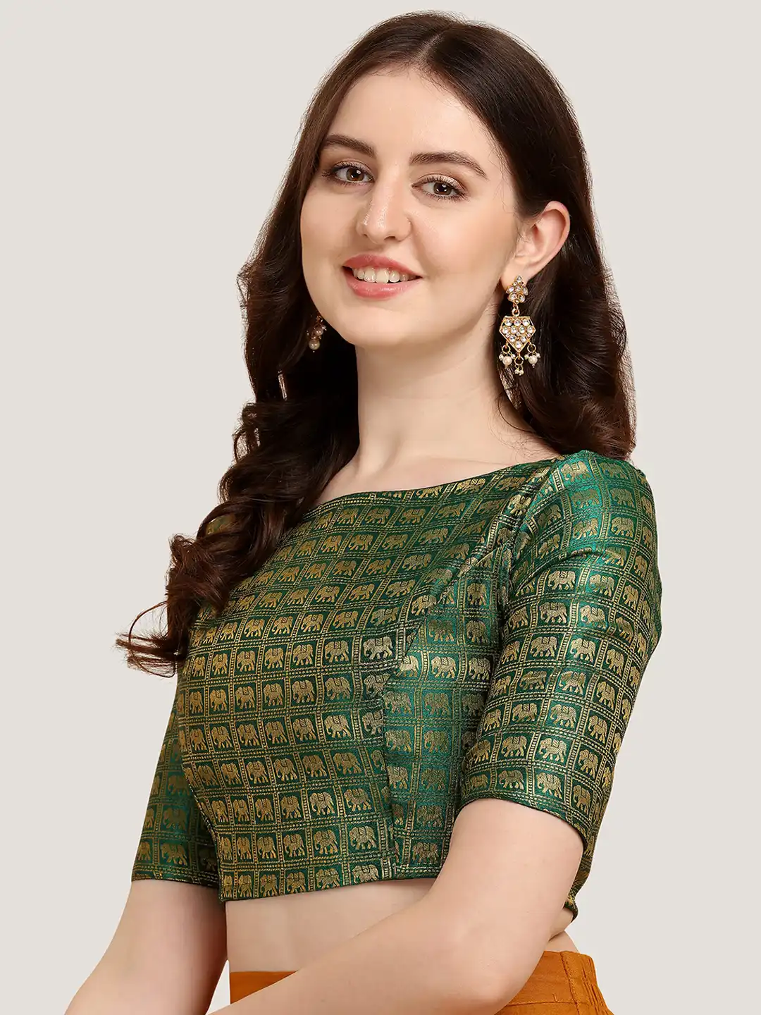 Buy Oomph! Woven Design Boat Neck Short Sleeve Art Silk Saree