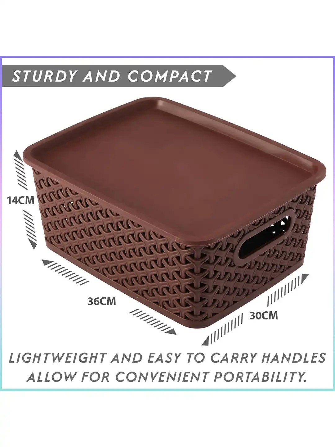 Buy Kuber Industries Orange & Brown 3 Pieces Storage Basket WLid