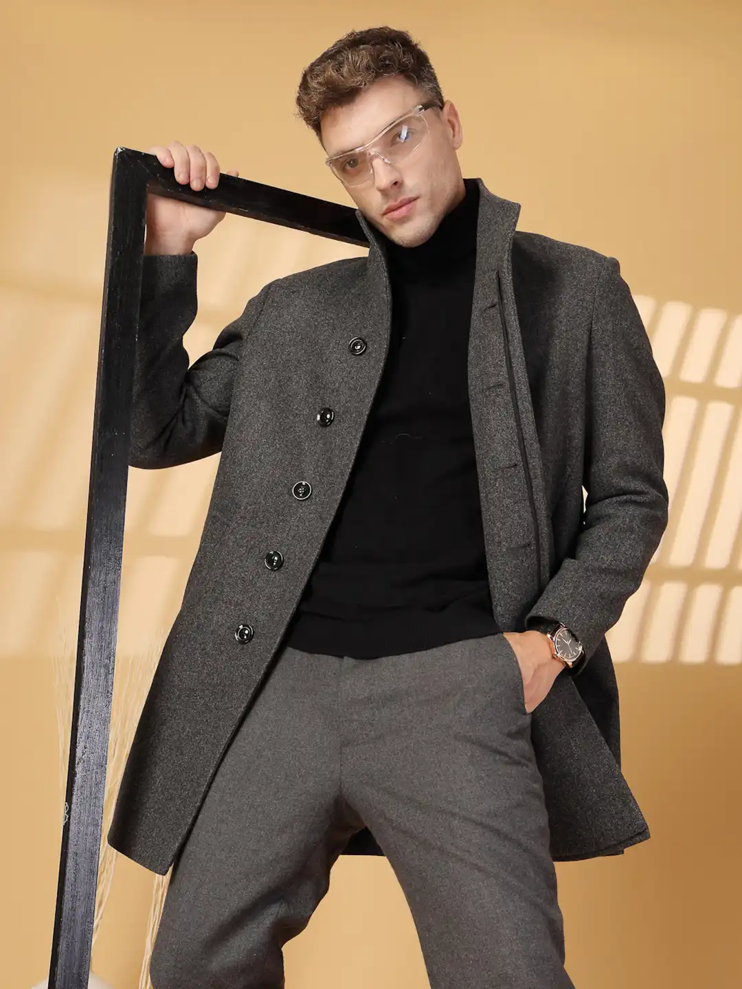 Buy CHKOKKO Wool Single-Breasted Regular Fit Tweed Coat - Coats