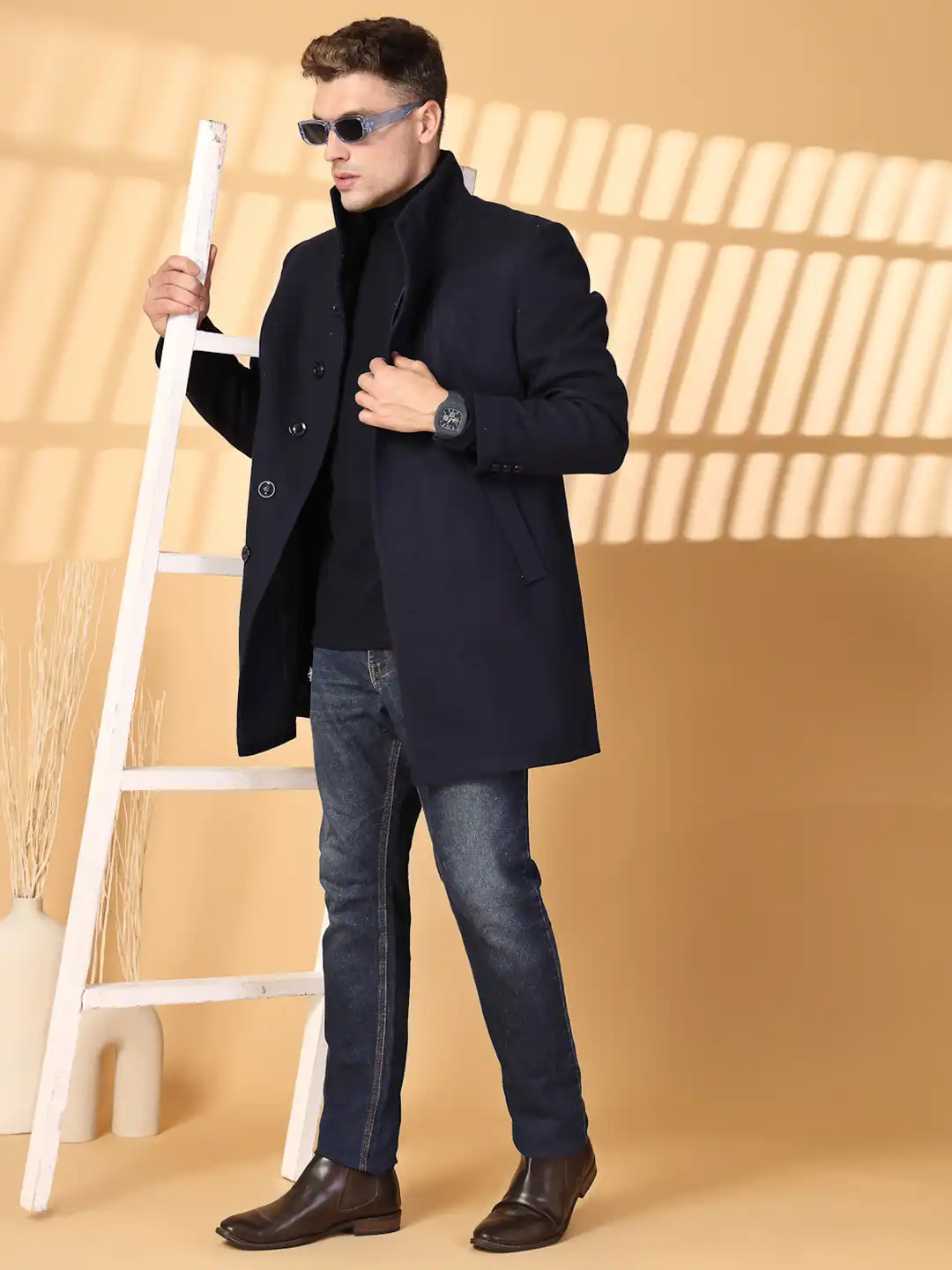 Buy CHKOKKO Single-Breasted Shawl Collar Overcoat - Coats for Men