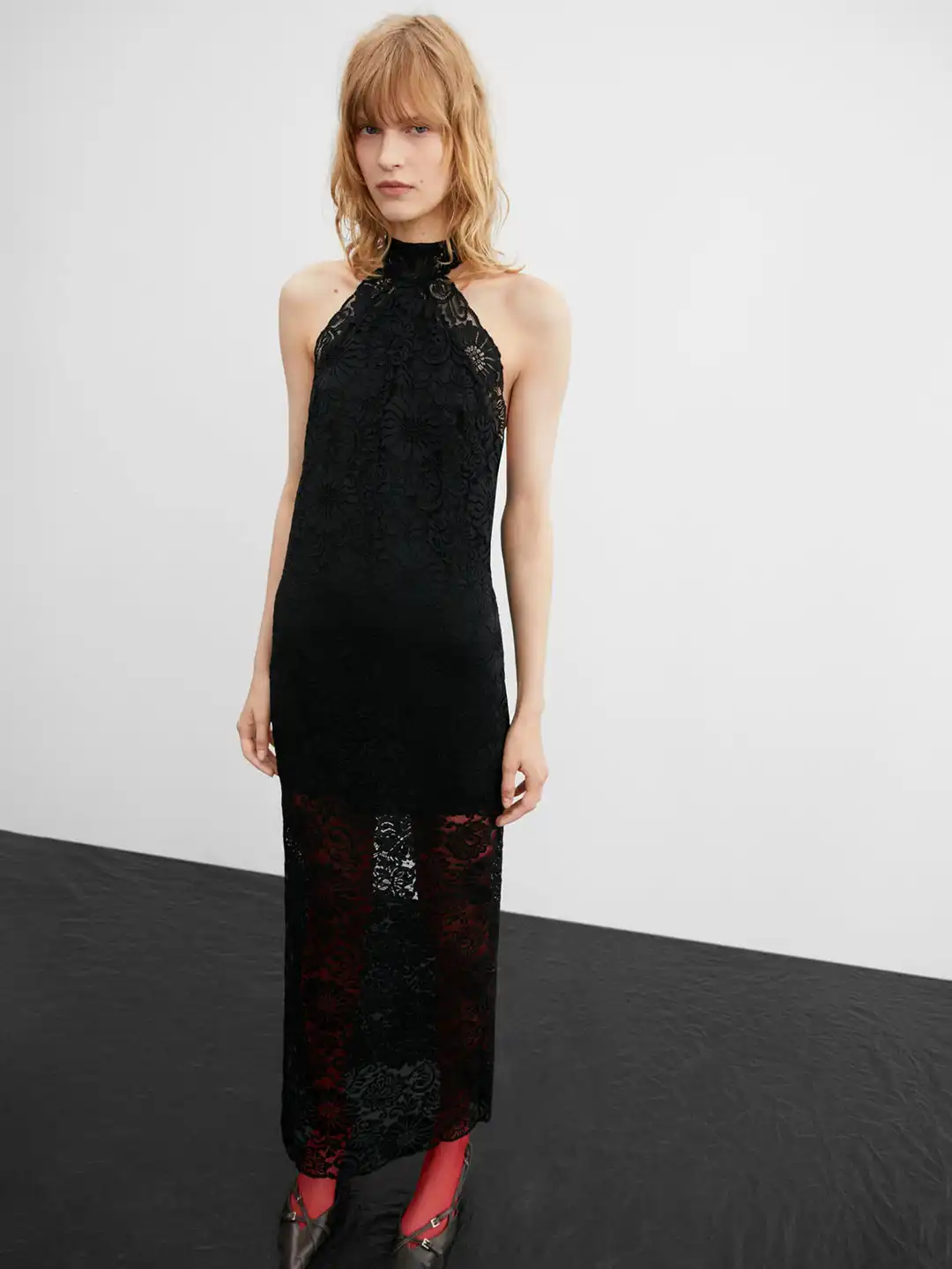Buy MANGO Halter Neck Lace Semi-Sheer Maxi Dress - Dresses for Women  25426710 | Myntra