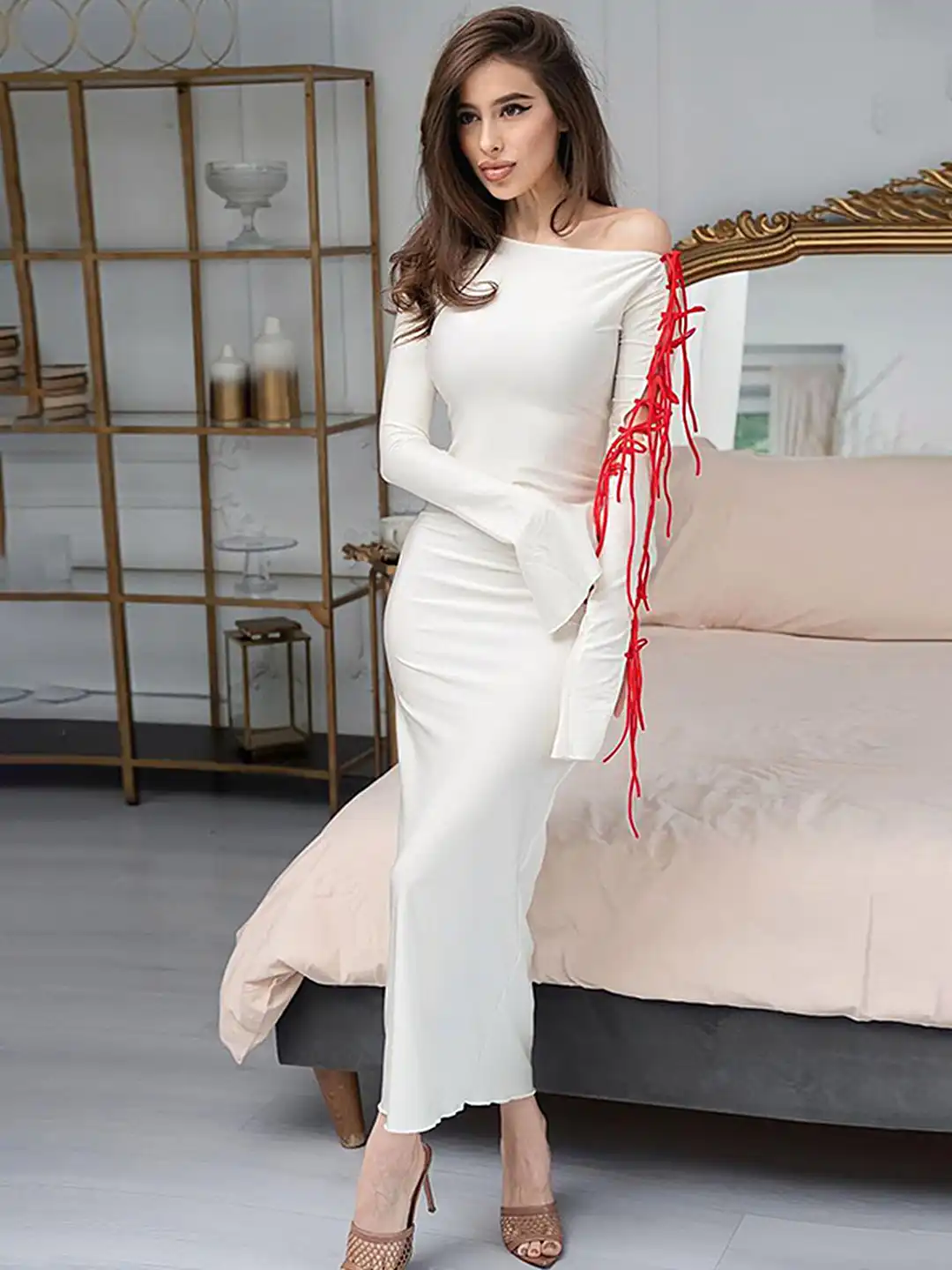 Buy LULU & SKY One Shoulder Bell Sleeves Tie-Ups Bodycon Dress - Dresses  for Women 25428712 | Myntra