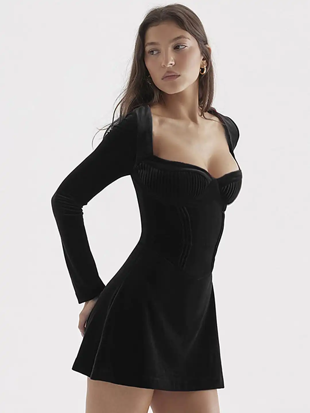 Buy LULU & SKY Sweetheart Neck Long Sleeves A-Line Mini Dress - Dresses for  Women 25428756 | Myntra
