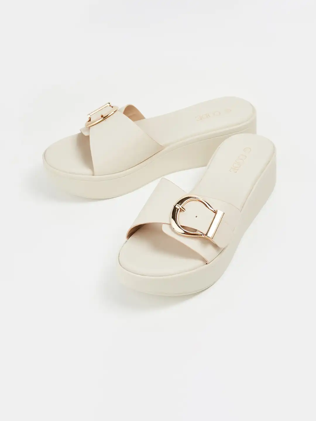 Buy CODE by Lifestyle Solid Flatform Sandals with Buckles - Heels