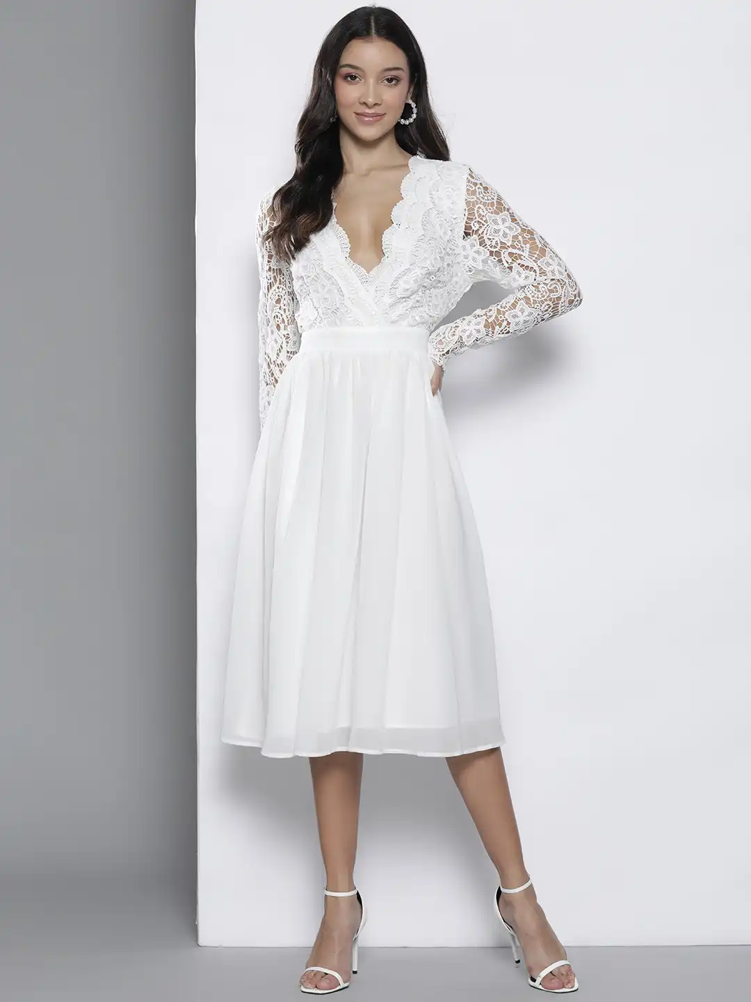 Buy Boohoo Lace A-Line Midi Open Back Dress - Dresses for Women 25582024 | Myntra Buy Boohoo Lace A-Line Midi Open Back Dress - Dresses for Women 25582024 | Myntra