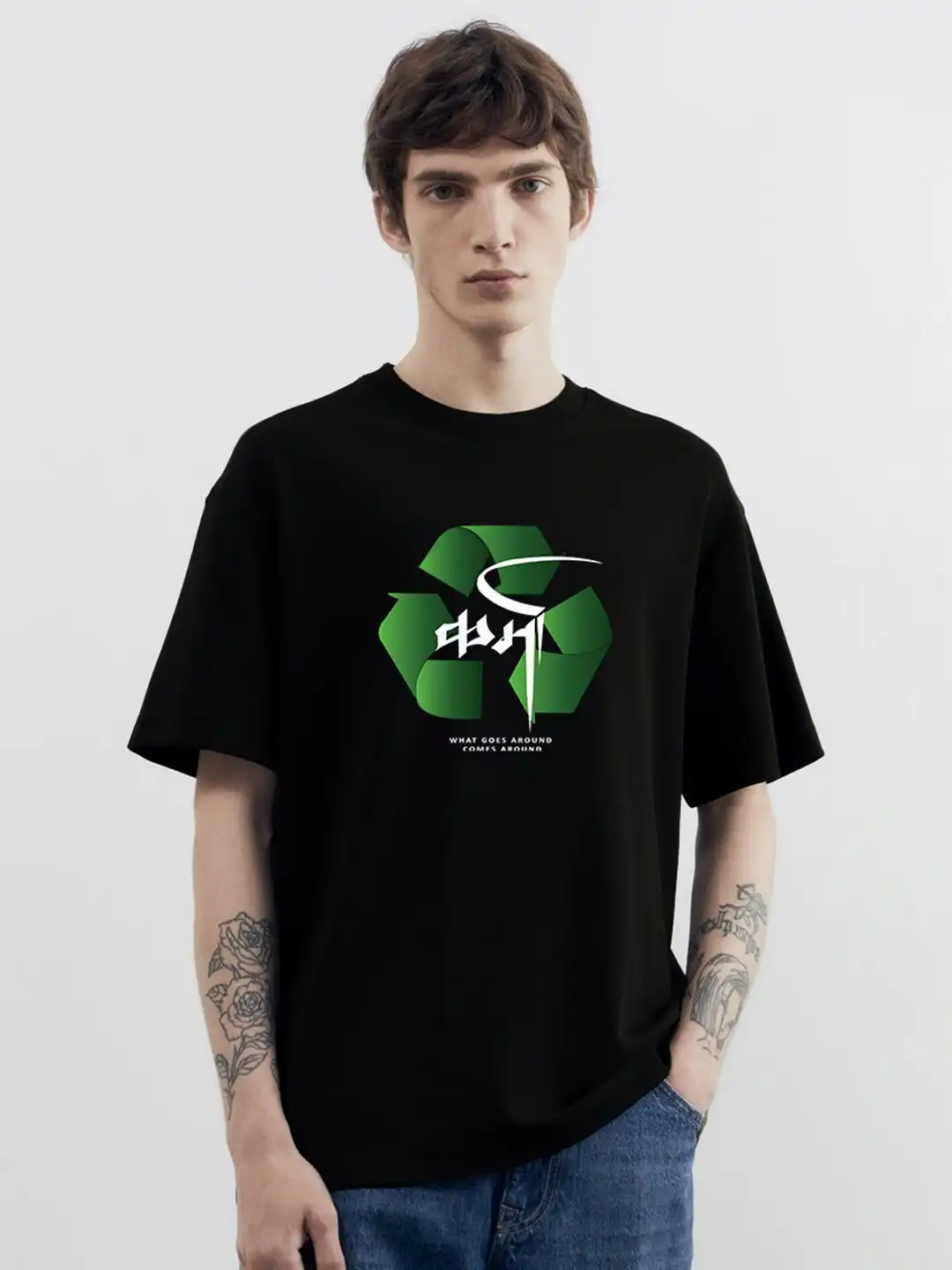 Buy MISCHIEF MONKEY Graphic Printed Pure Cotton Oversized T-shirt