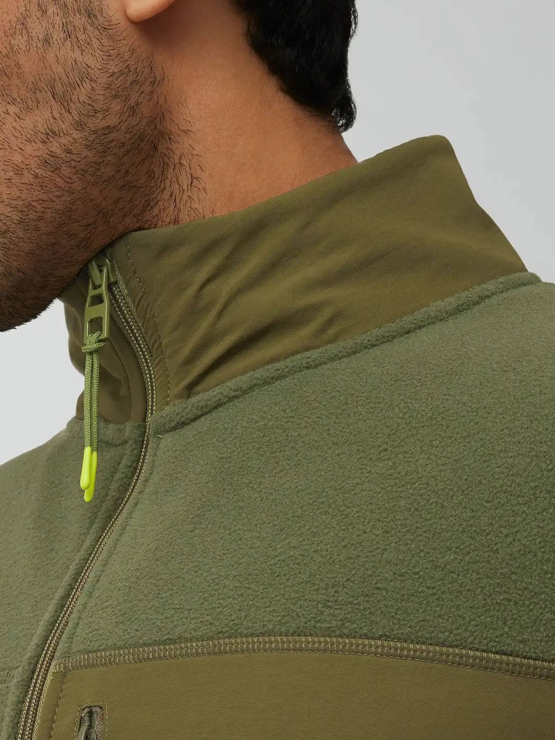 Buy XYXX Men Regular Fit Colorblock Olive Green Winter Fleece