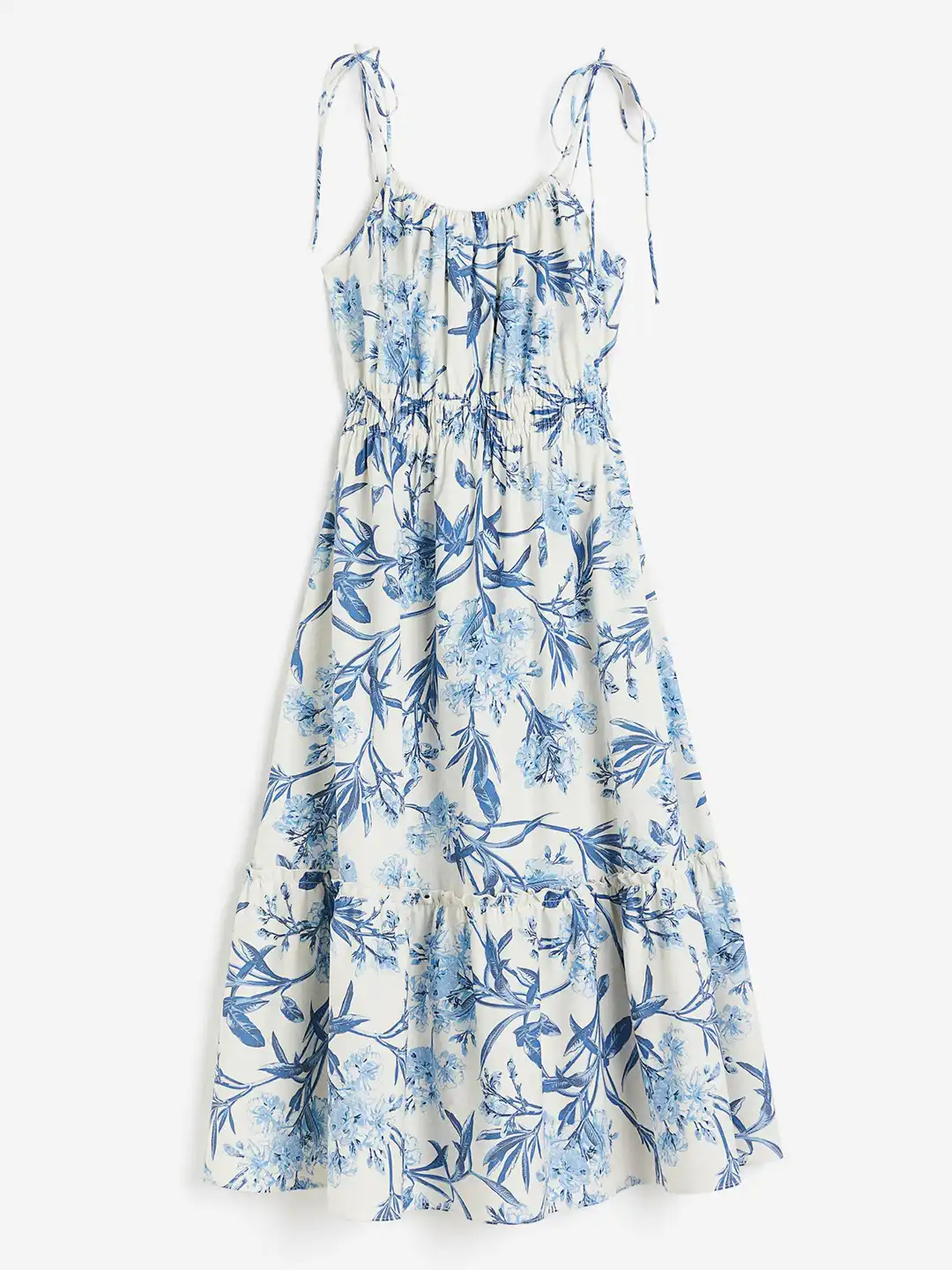 tie strap cotton dress h&m Women's Navy blue/Floral Tie-strap cotton dress