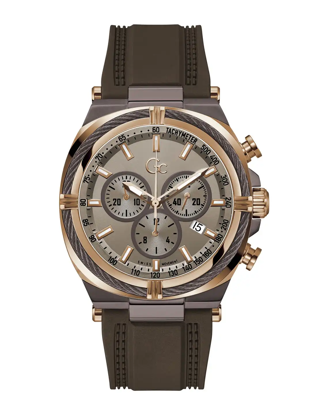 Buy Guess Collection Round 43mm Beige Dial Analog Men Watch