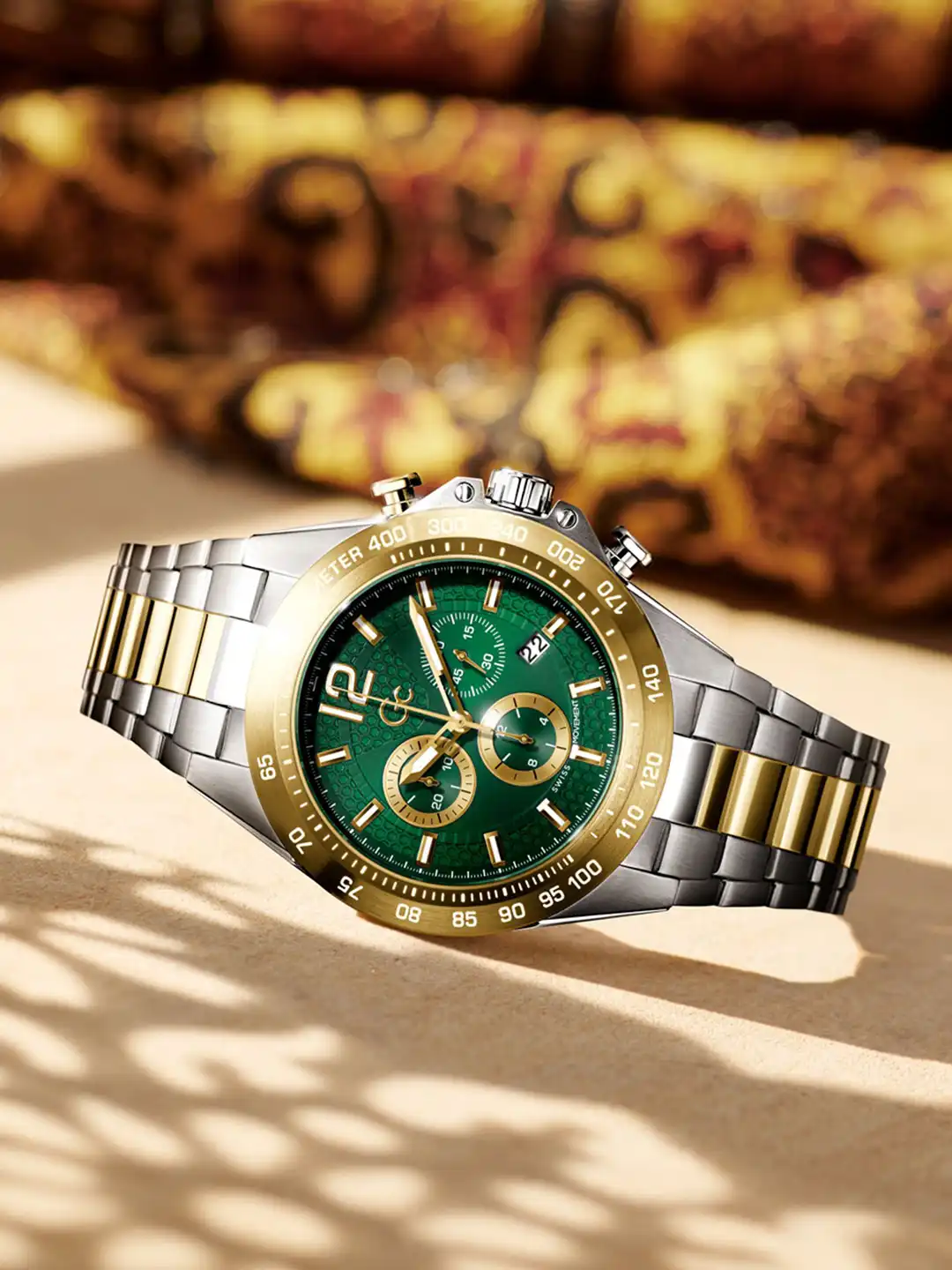 ゴールドウィン GMS3500 Buy Guess Collection Round 44mm Green Dial Analog Men Watch