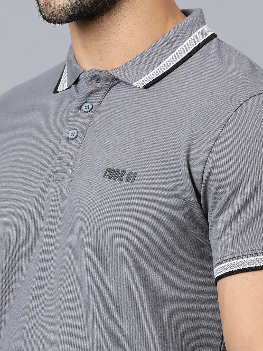 トップス if six was nine MINIMUM CASHMERE C-GRAY Buy Code 61 Coolmax Polo Collar Slim Fit T-shirt - Tshirts for Men