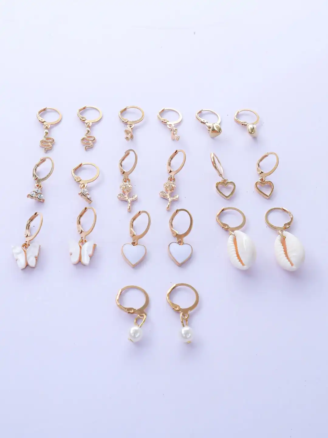 Buy Zeraki Jewels Set Of 10 Gold-Plated Cubic Zirconia Hoop