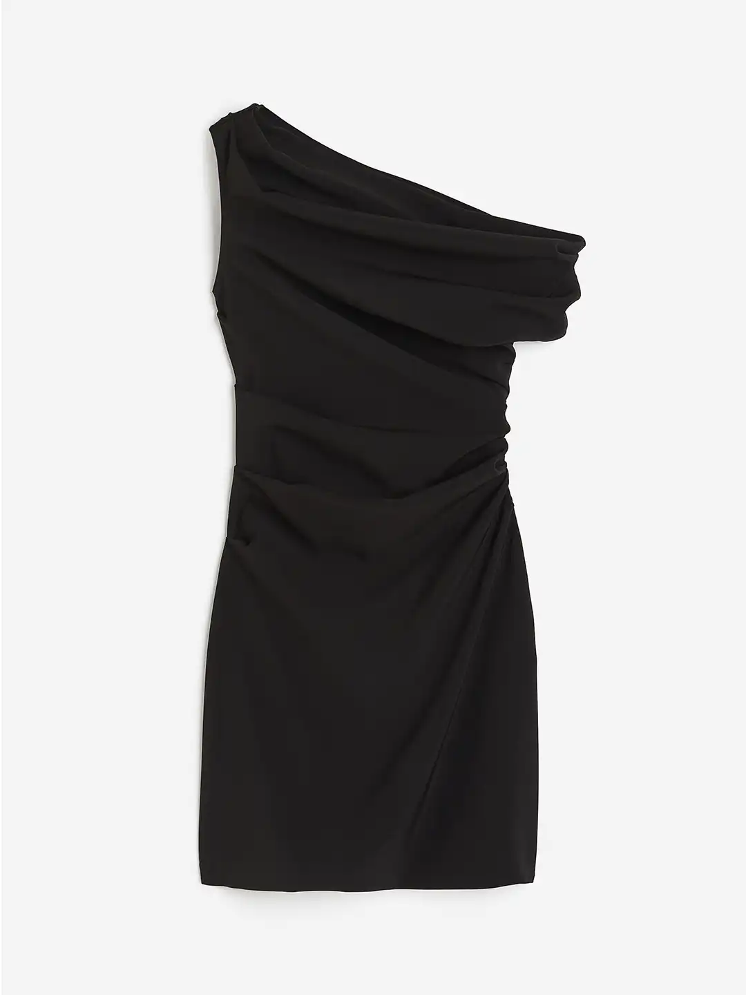h&m draped one shoulder dress H&M Draped One-Shoulder Dress - Black