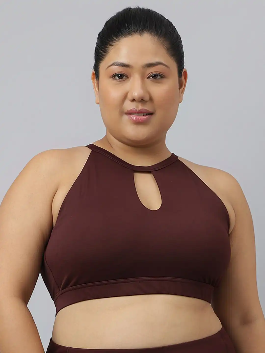 Buy Fitkin Plus Size Halter Neck High Support Sports Bra - Bra for