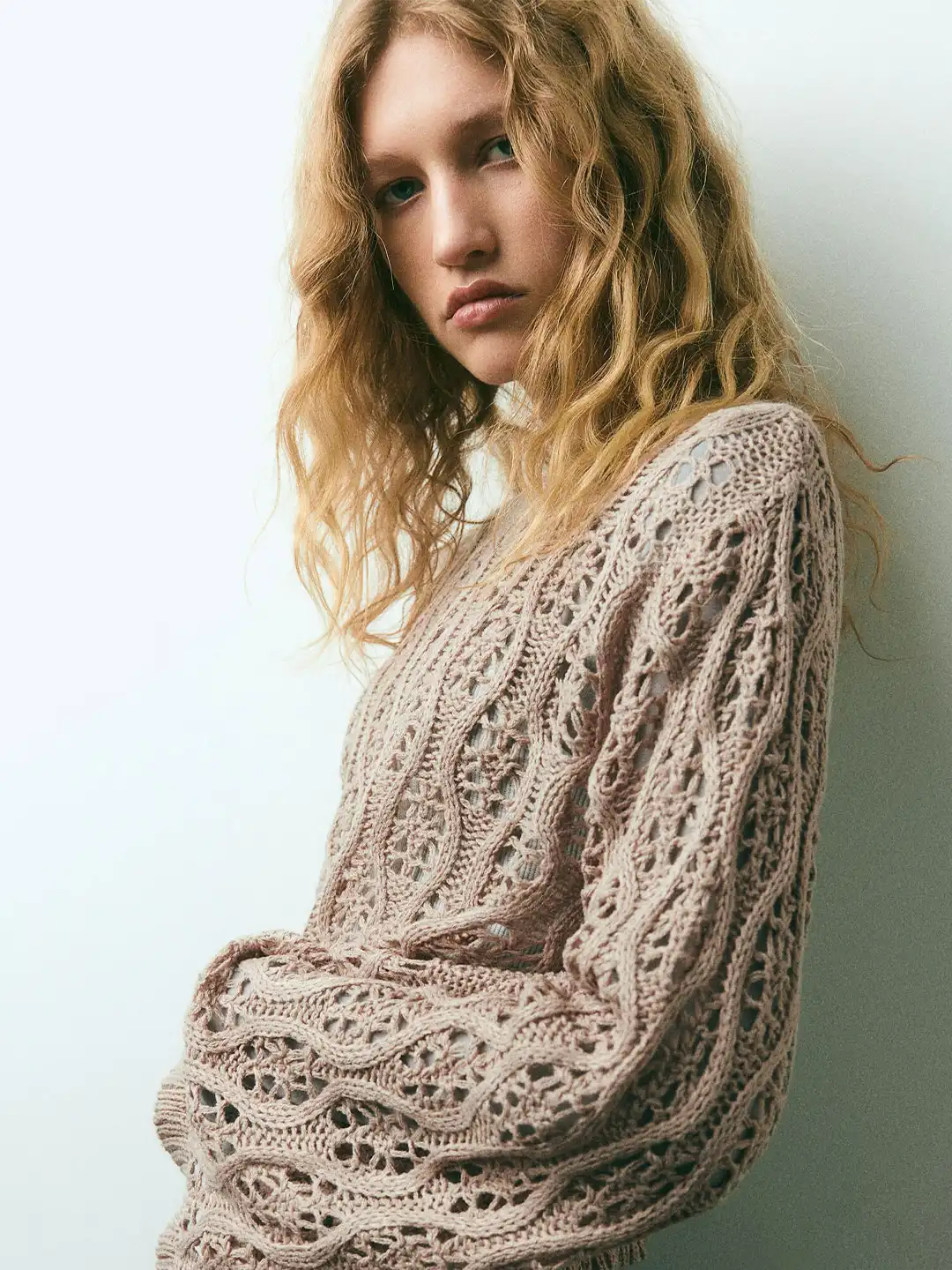 Buy H&M Acrylic Frill-Trimmed Pointelle-Knit Jumper - Sweaters for
