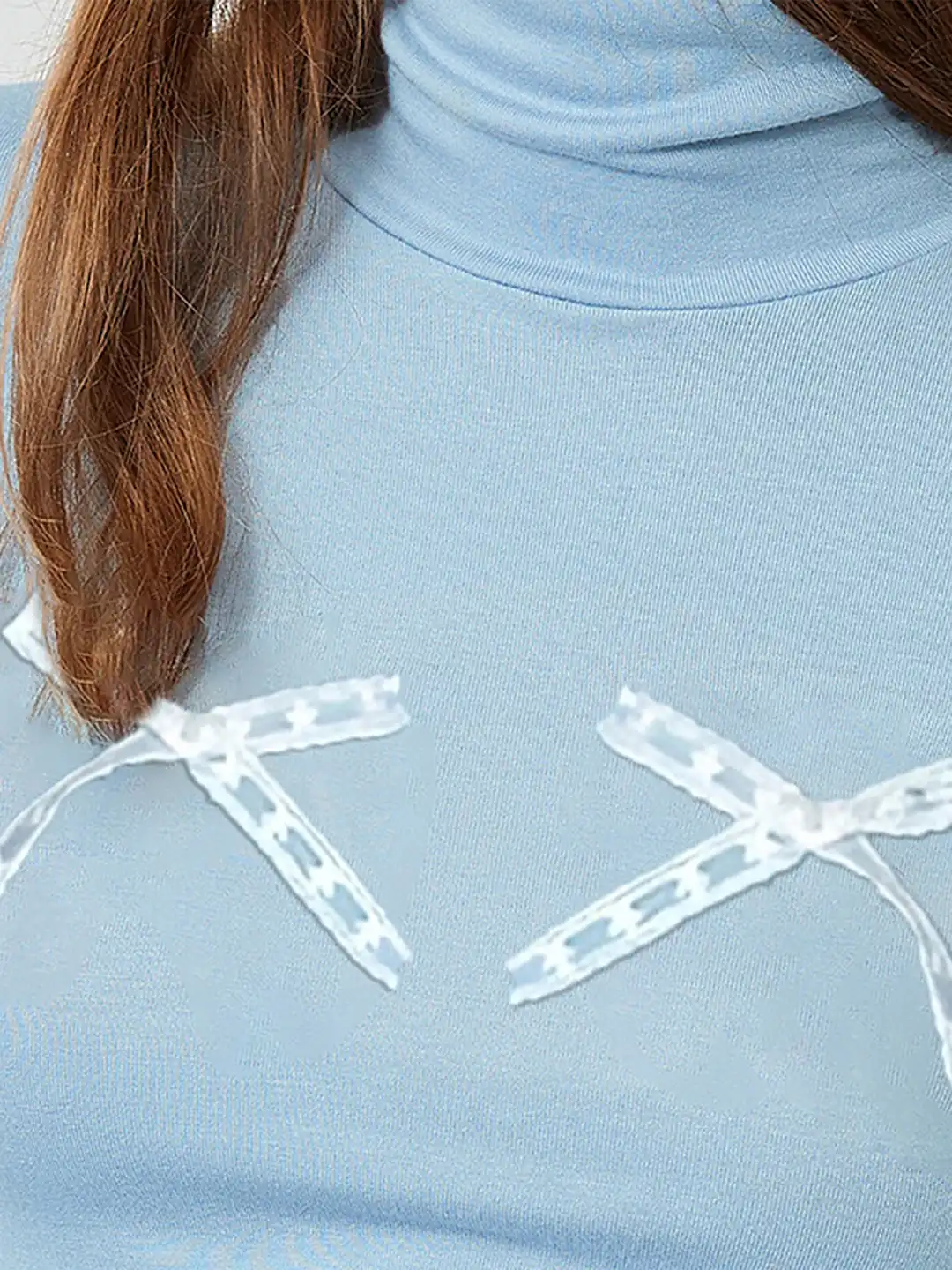 Buy LULU & SKY High Neck Ribbon Bow Detail Cotton Fitted Top