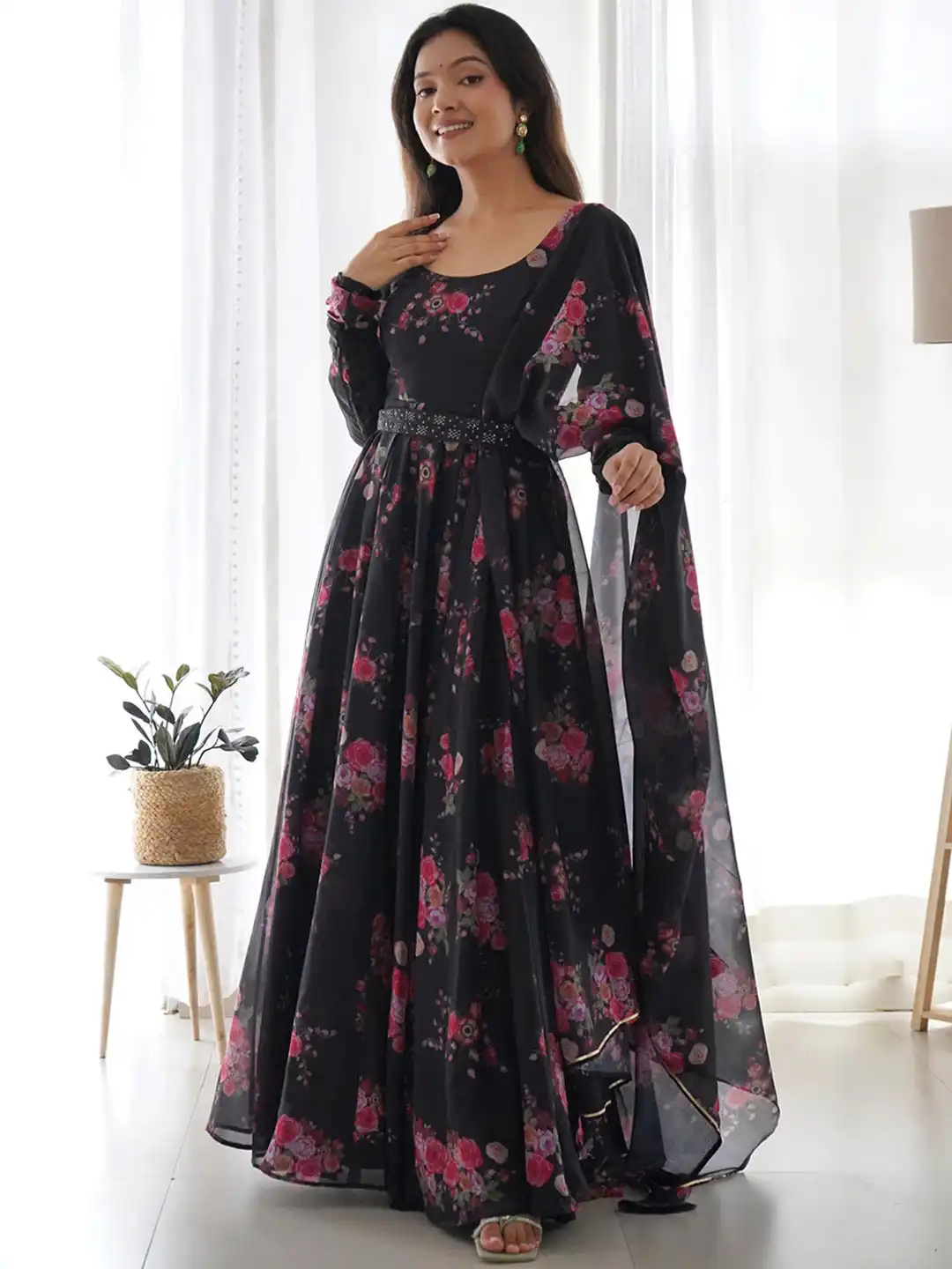 myntra organza dress Buy White World Organza Fit-&-Flare Dress With Dupatta - Ethnic Dresses for  Women 26654332