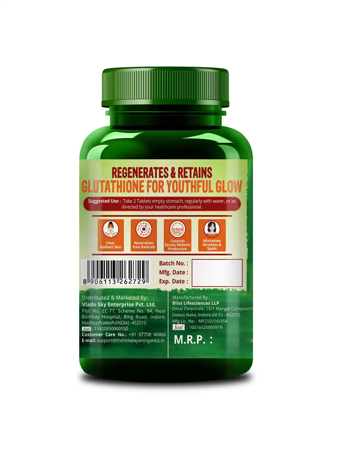 Buy Himalayan Organics Glutathione Builder Tablets for Youthful Glow - 60  Tablets - Skin Supplements for Unisex 26795480