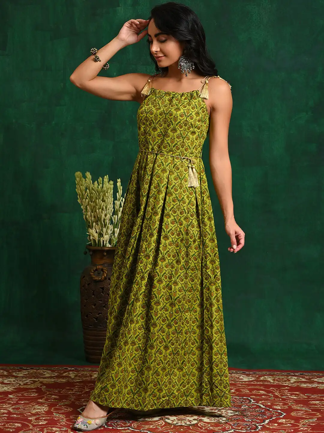 a line dress myntra I am a height 5'2 wearing a size XS :) @anaynaclothing Comment link or dm me this reel or check bio. [ Myntra finds, maxi dress for women, modest dress, full sleeves