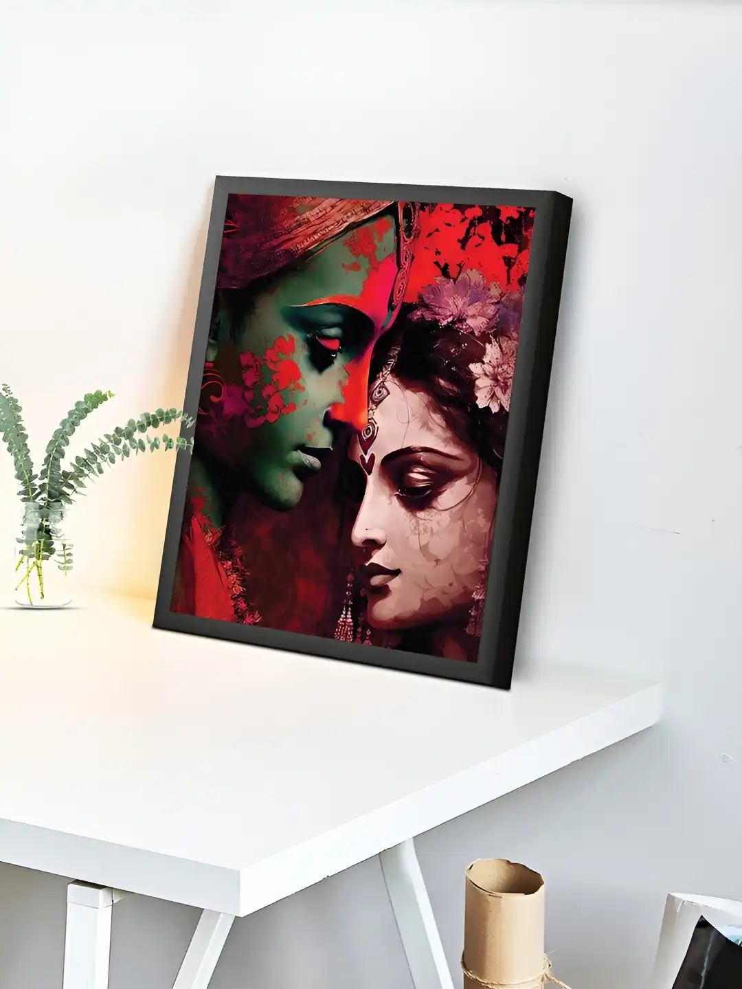 Buy Art Street Radha Krishna Synthetic Wood Wall Rectangle