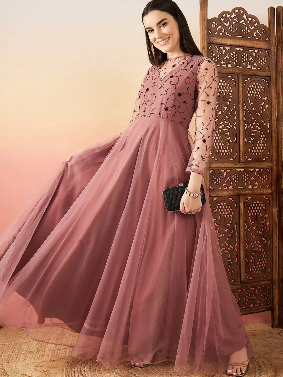 formal office dress code for female Theia Teresa Strapless Draped Gown main image 1