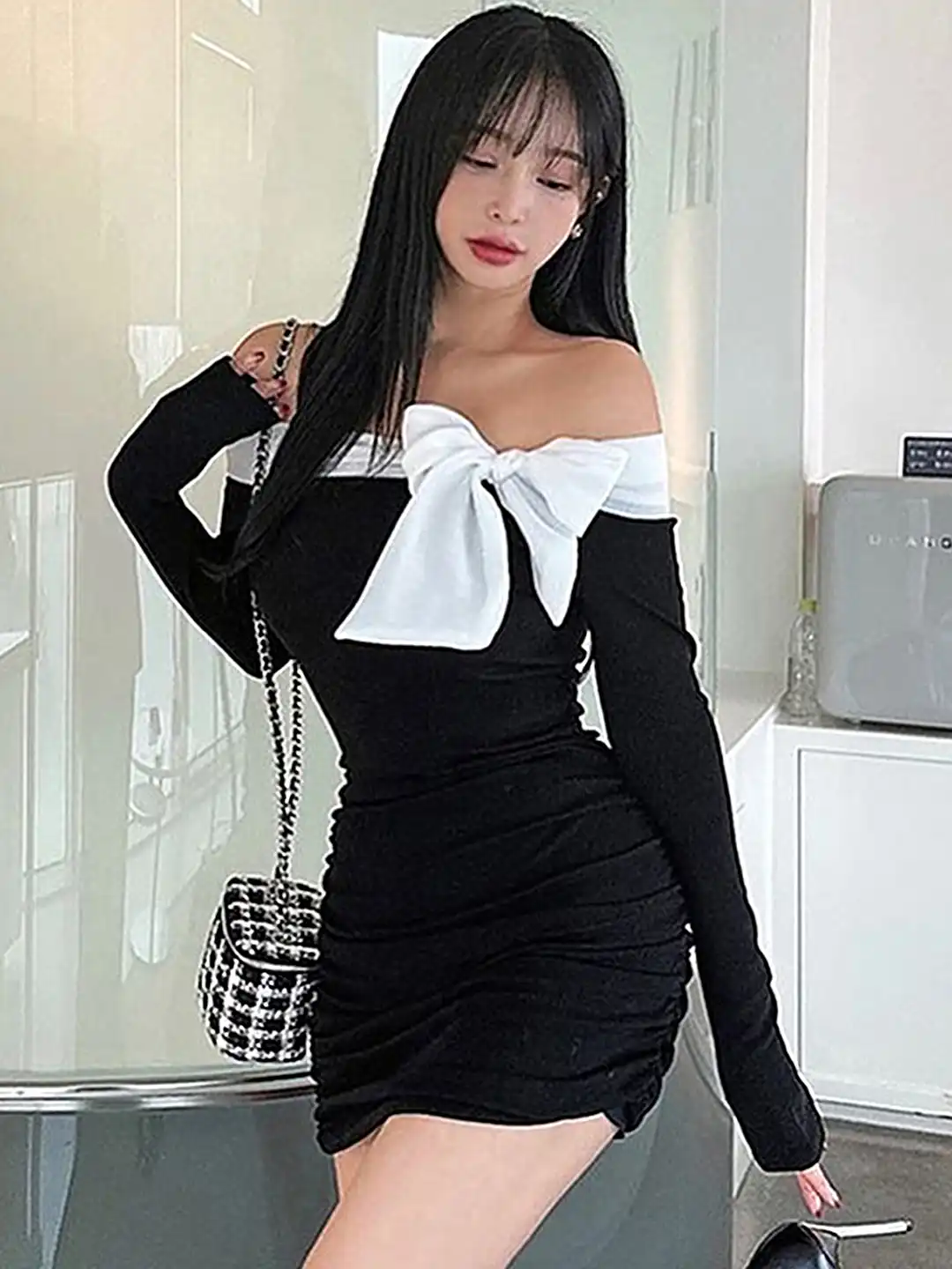 Buy LULU & SKY Off-Shoulder Bow Bodycon Mini Dress - Dresses for