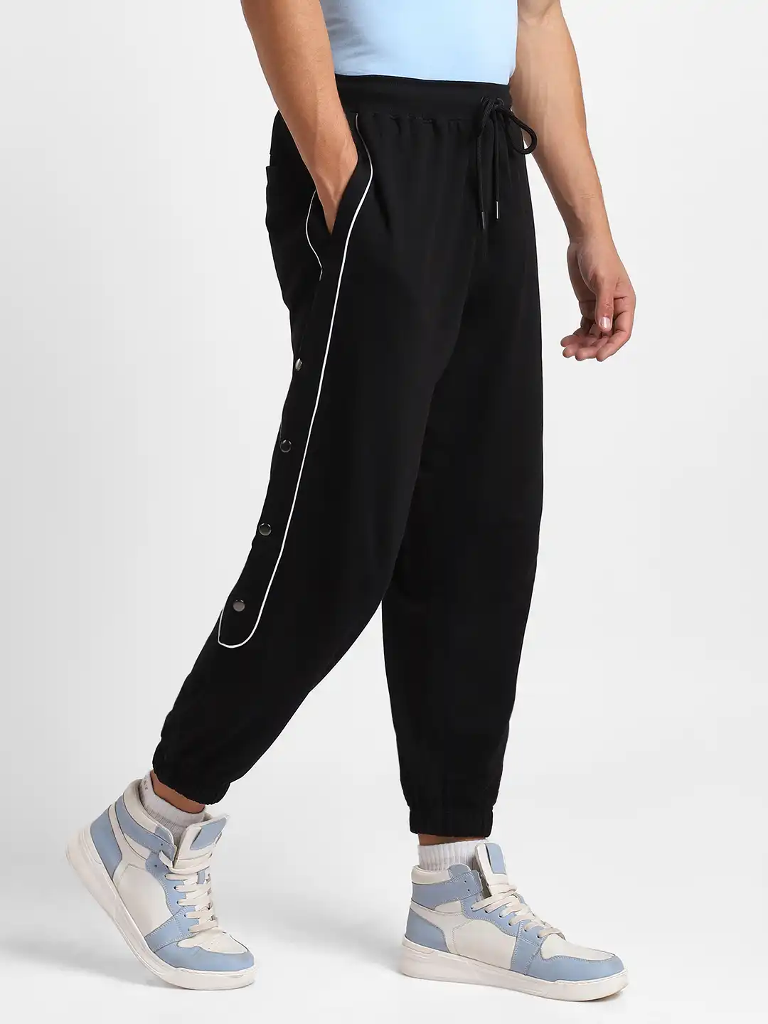 Buy NOBERO Men Oversized Relaxed Joggers with Side Buttons - Track