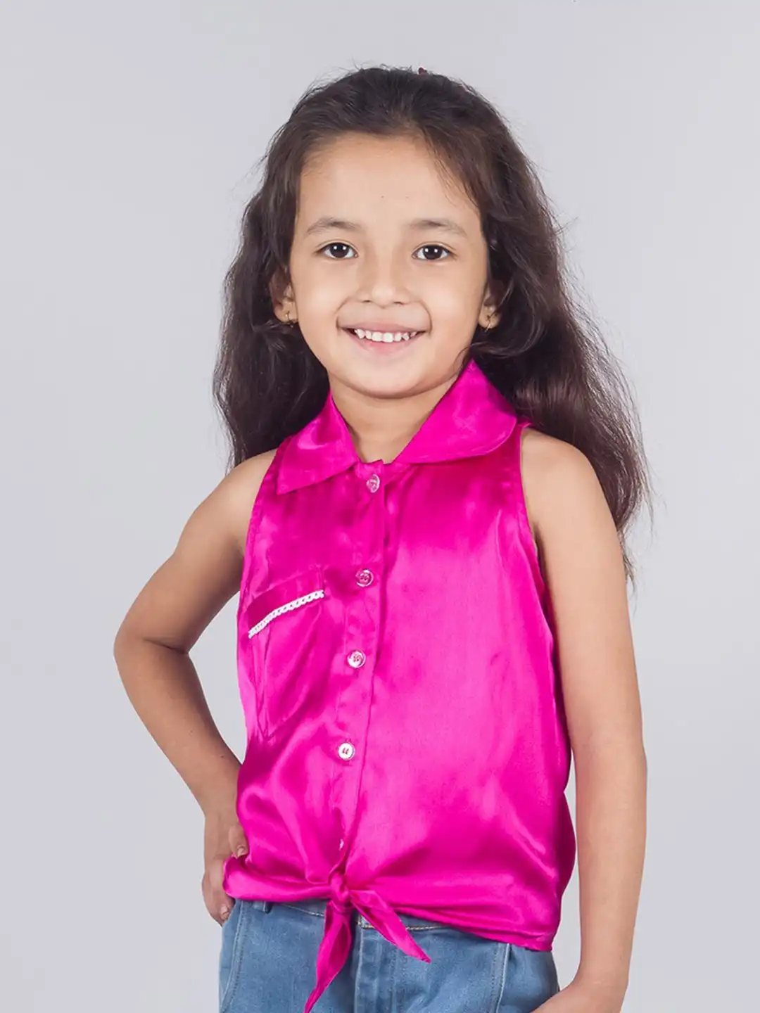 Buy Tangerine Closet Girls Satin Shirt Style Top - Tops for Girls