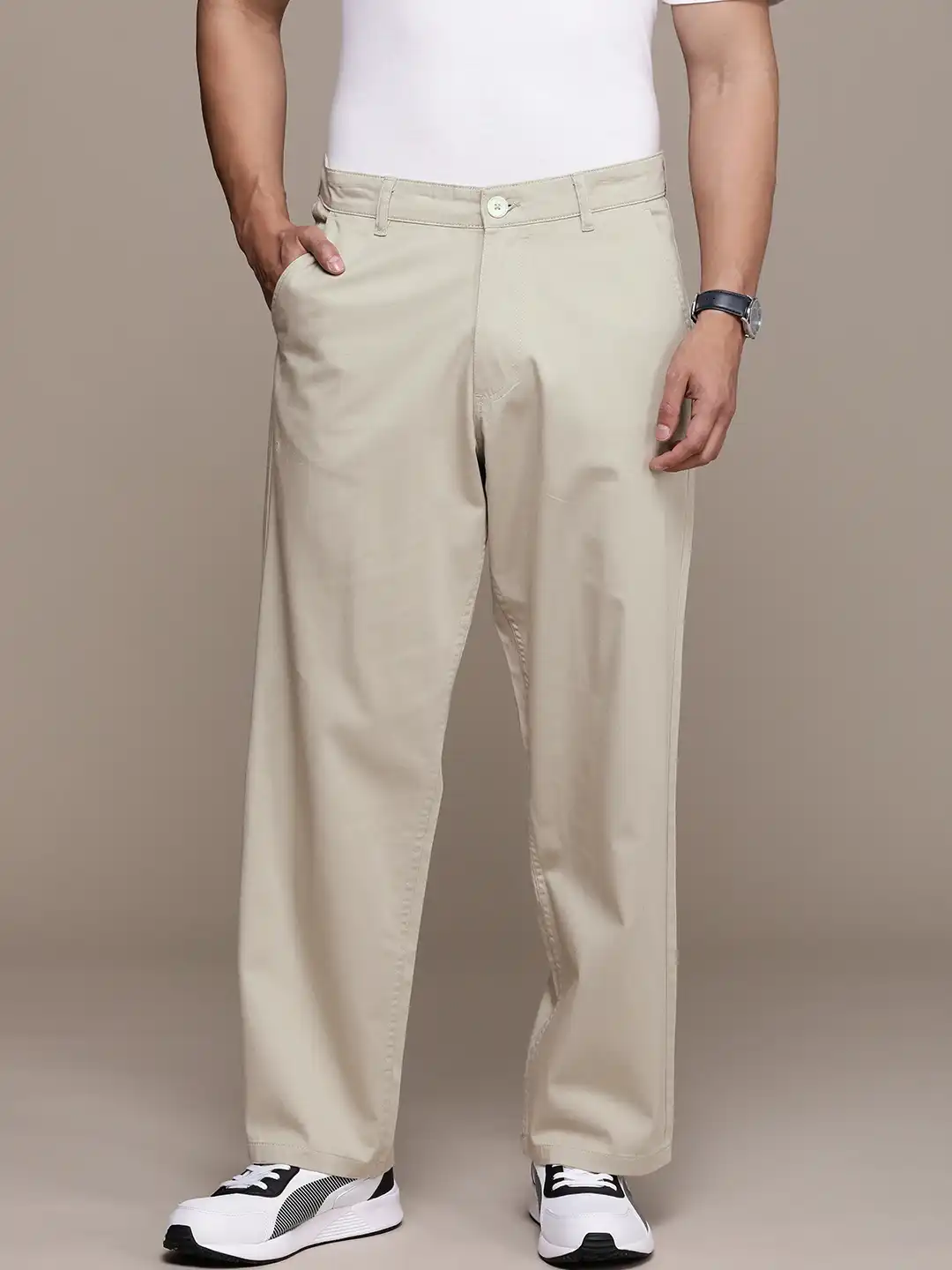 Buy WROGN Men Relaxed Fit Chinos Trousers - Trousers for Men
