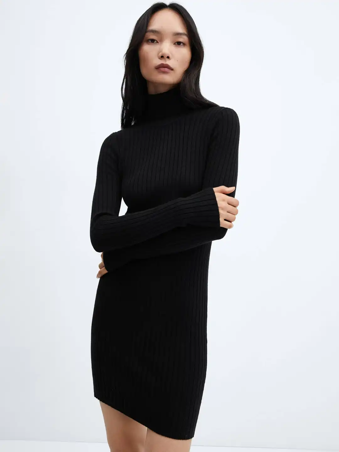 Buy MANGO Ribbed High Neck Bodycon Mini Dress - Dresses for Women 27351898  | Myntra