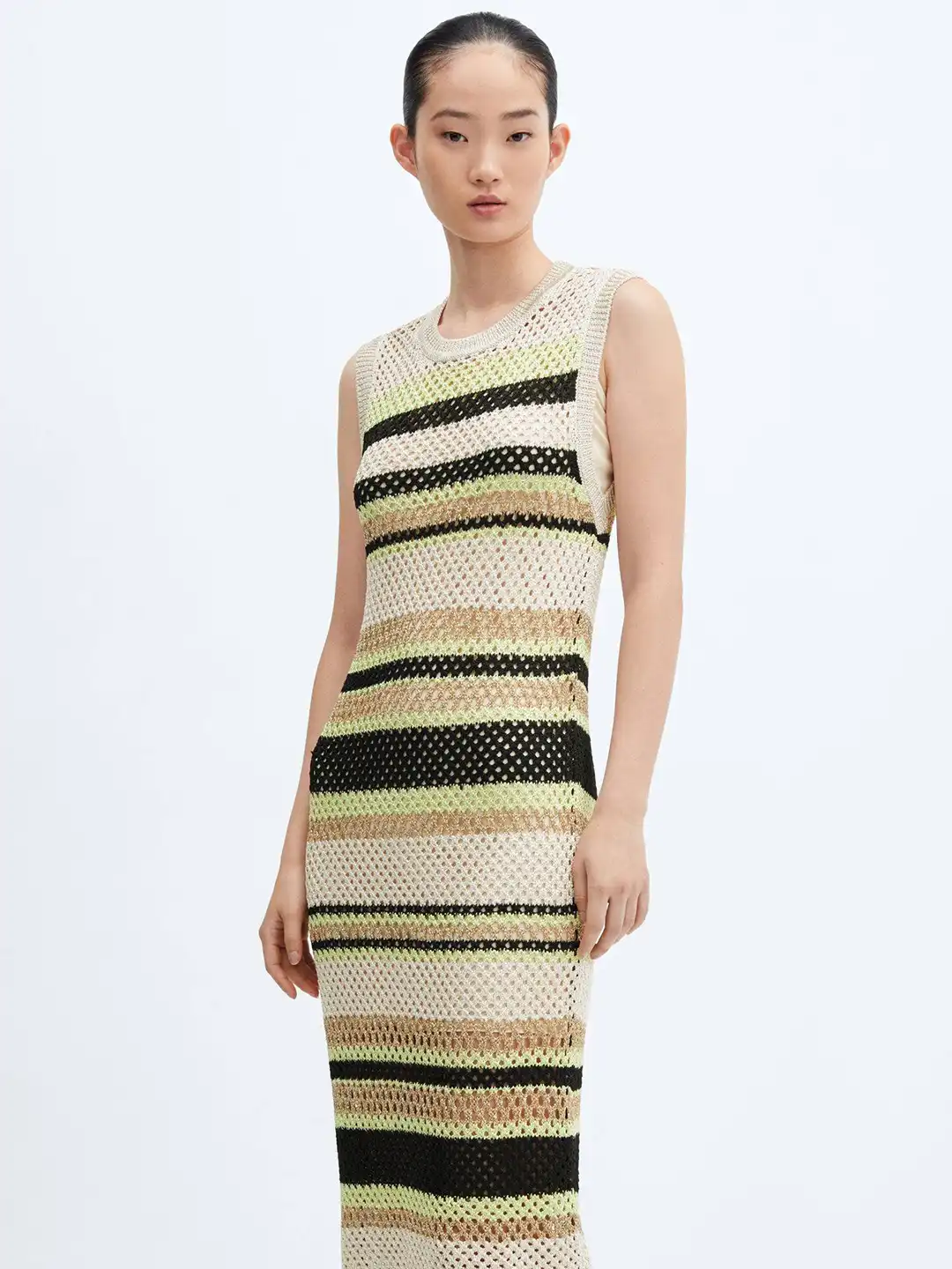 Buy MANGO Striped Crochet Knitted Bodycon Midi Dress - Dresses for Women  27352344 | Myntra