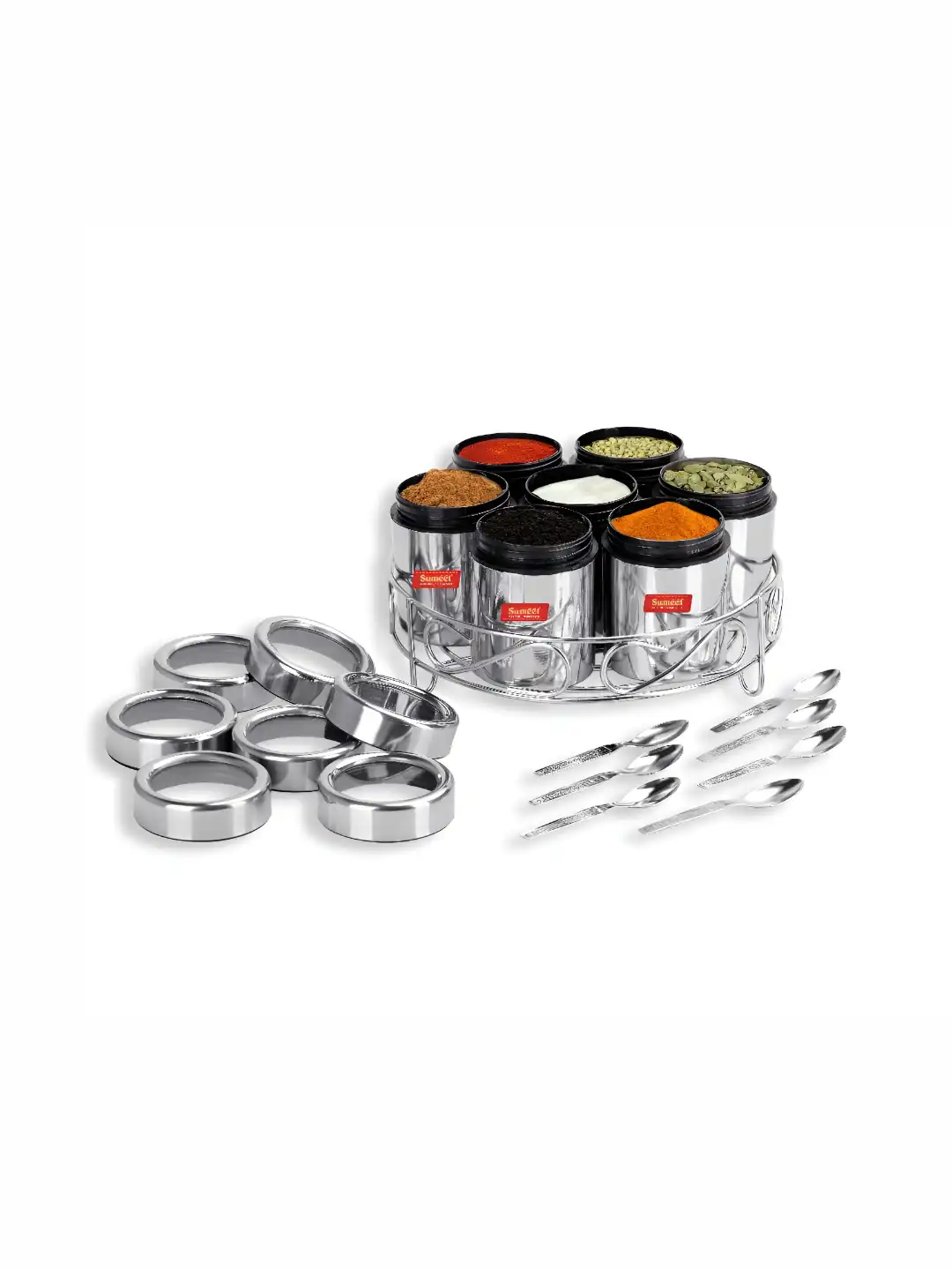 Buy Sumeet Steel 15 Pieces Stainless Steel Spice Box Set With