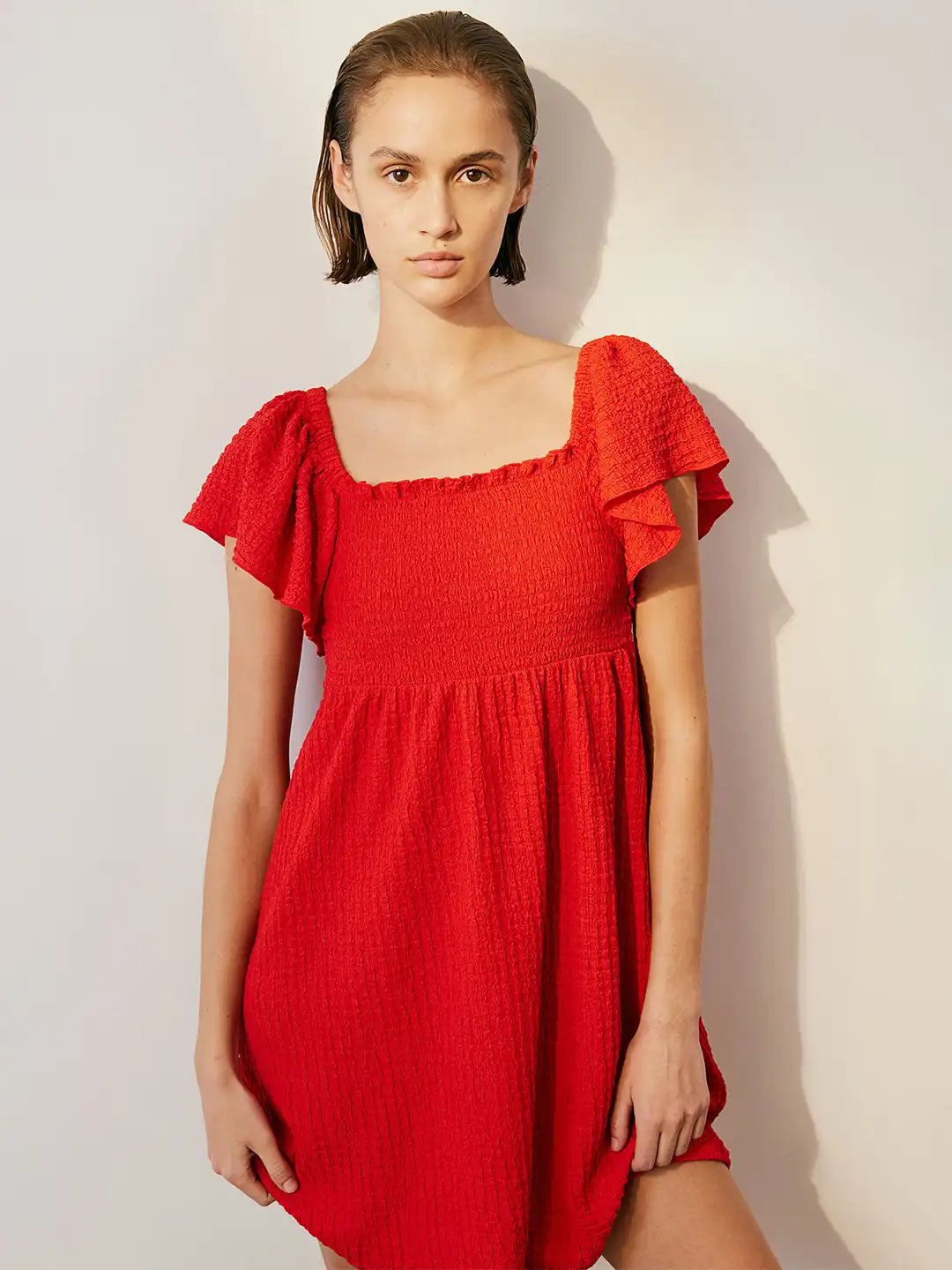 h&m red puff sleeve dress Ladies - Red Puff-Sleeved Dress - Size: 3XL