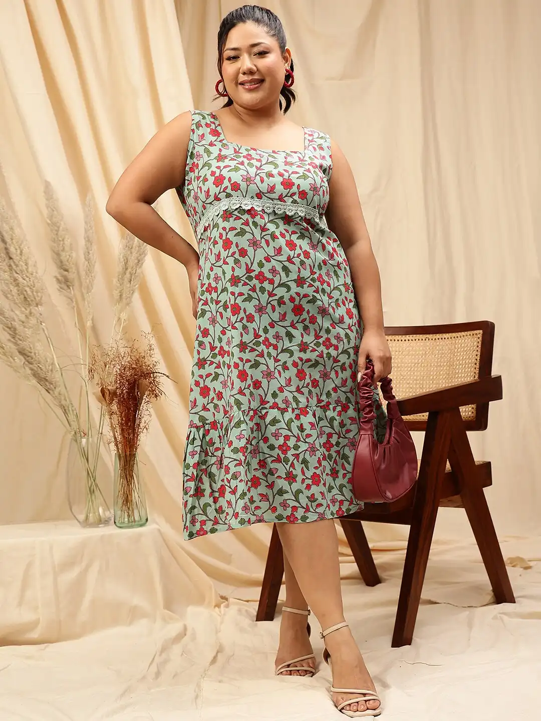 wedding guest a line dresses A-Line Cocktail Dresses Vintage Dress Wedding Guest Tea Length Sleevel –  Koutun Dress main image 0