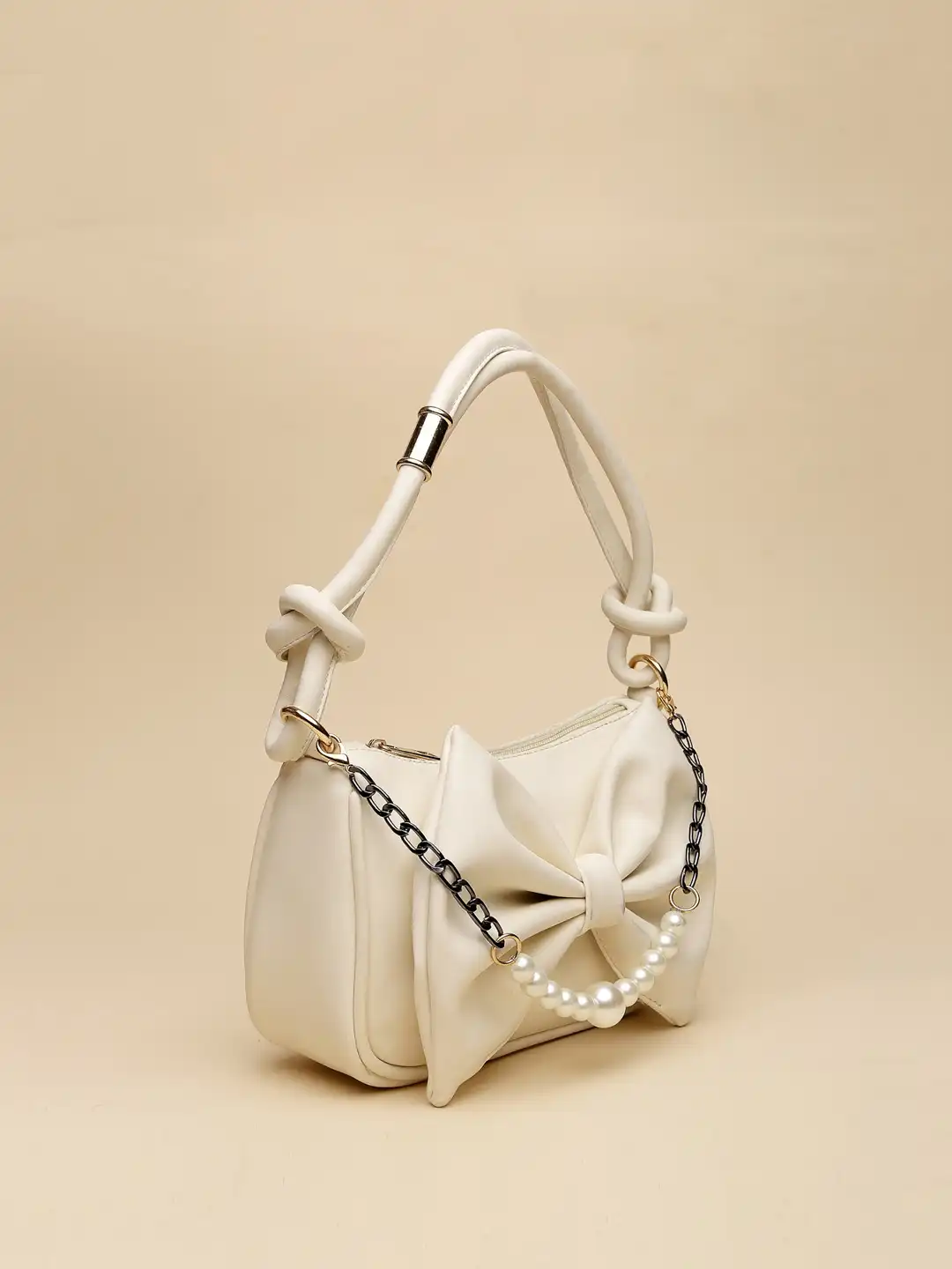 Buy DressBerry Cream Coloured Structured Handheld Bag - Handbags