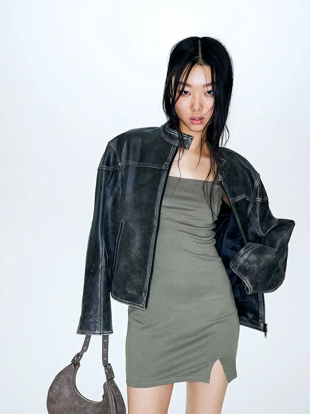 h&m cap sleeved bodycon dress Women's Olive green MAMA Cap-Sleeved Dress