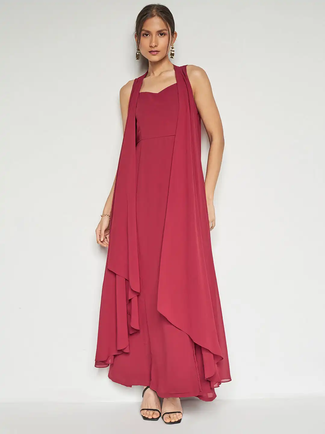 what to wear with halter neck dress Alessandra Gold Ring Black Maxi Dress for Evenings L main image 1
