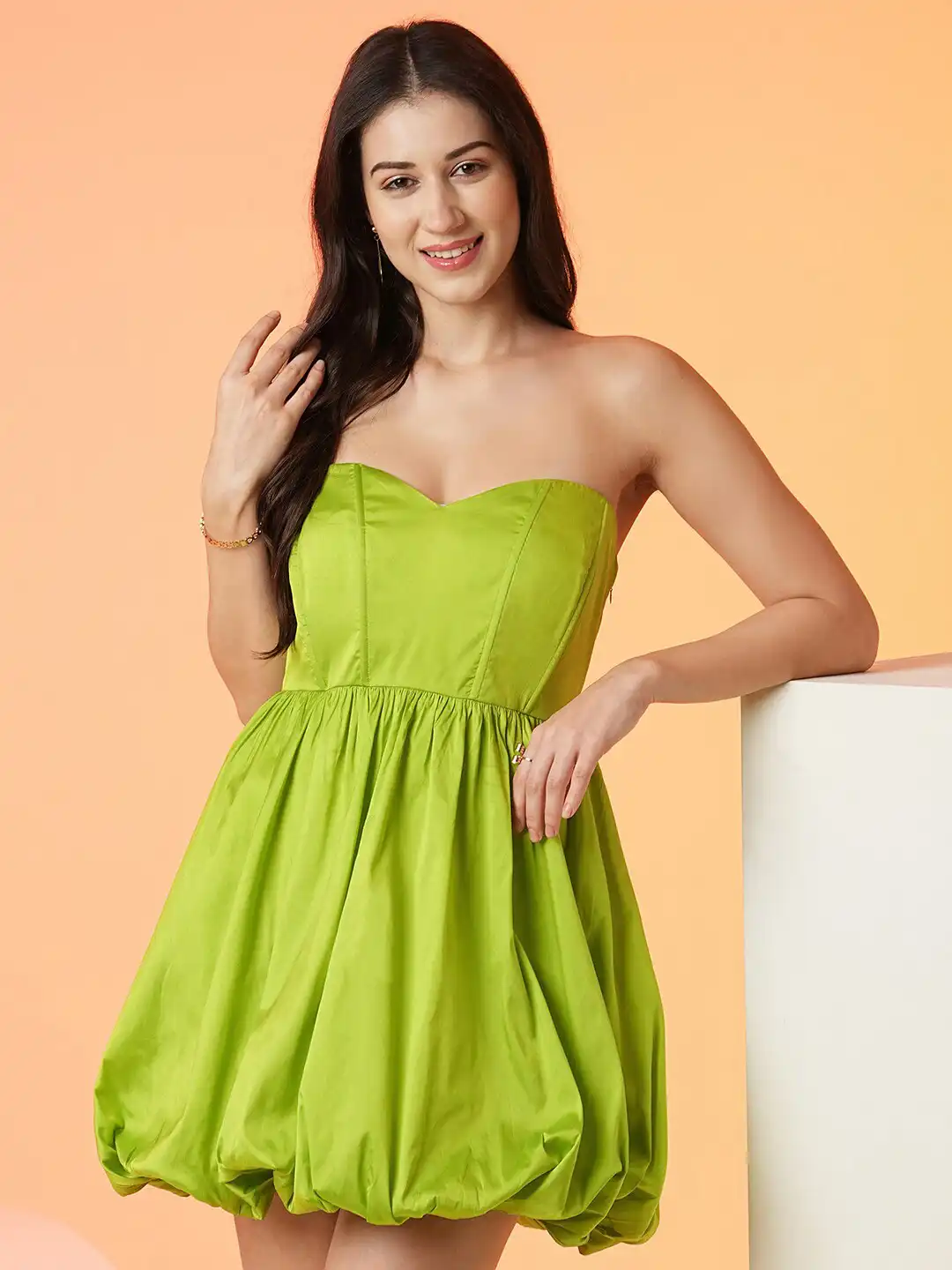 Buy Globus Women Lime Green Strapless Sweetheart Neck Panelled Balloon Party Dress - Dresses for Women 27637528 | Myntra Buy Globus Women Lime Green Strapless Sweetheart Neck Panelled Balloon Party Dress - Dresses for Women 27637528 | Myntra