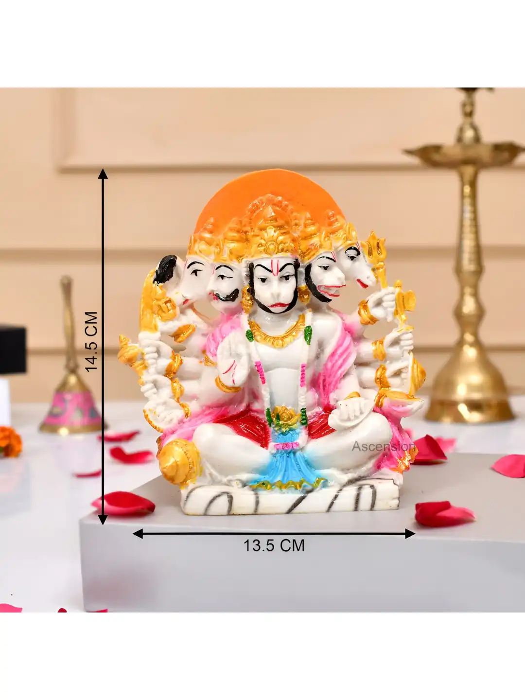 Buy Ascension Panchmukhi Hanuman Ji Murti White Polyresin Glossy
