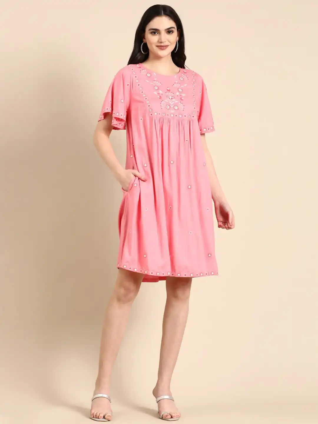 Buy Dora Dori Embroidery A-Line Dress - Dresses for Women 27864194 | Myntra Buy Dora Dori Embroidery A-Line Dress - Dresses for Women 27864194 | Myntra