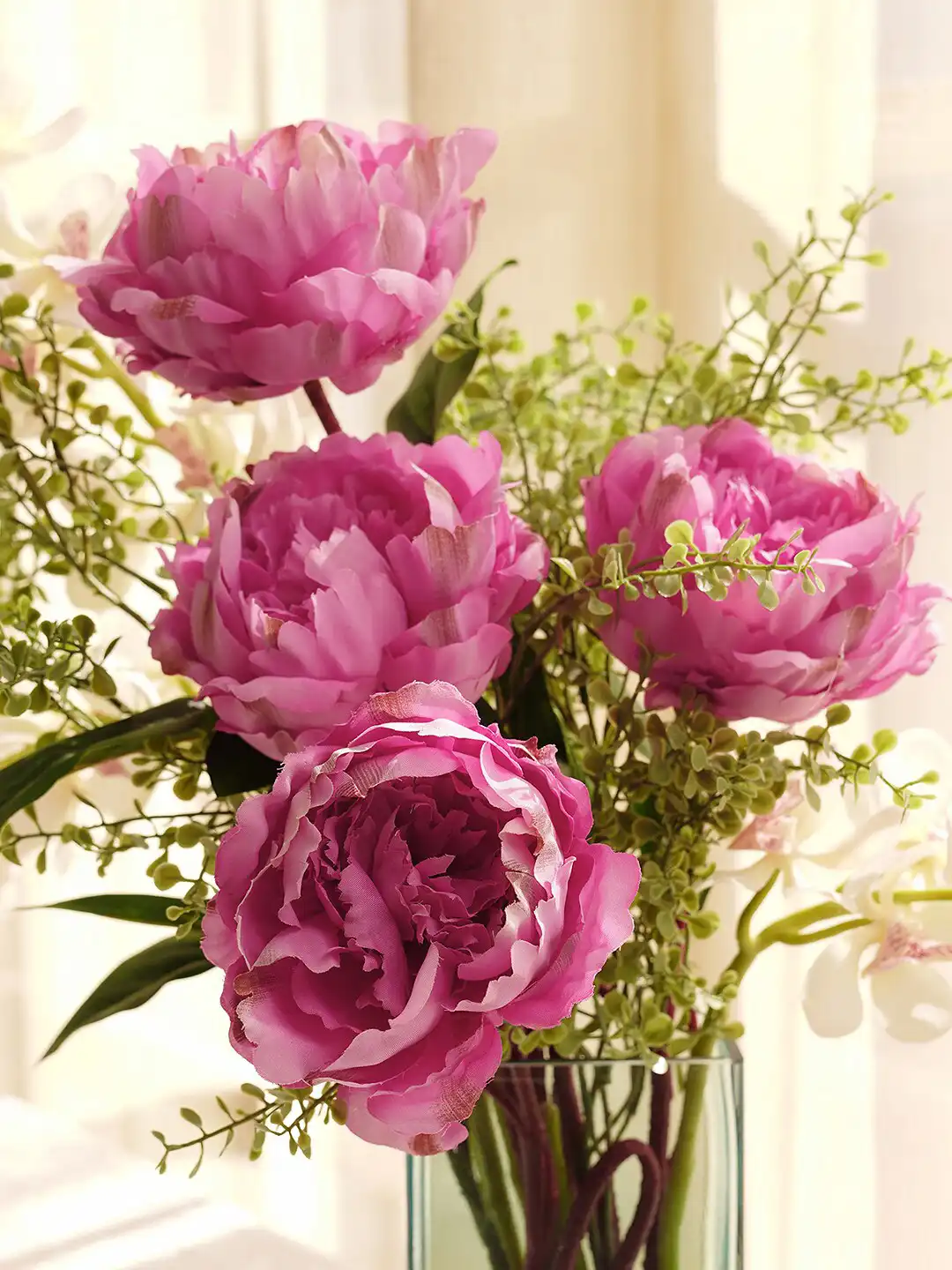 Buy Pure Home and Living Pink & Green Peony Artificial Flower