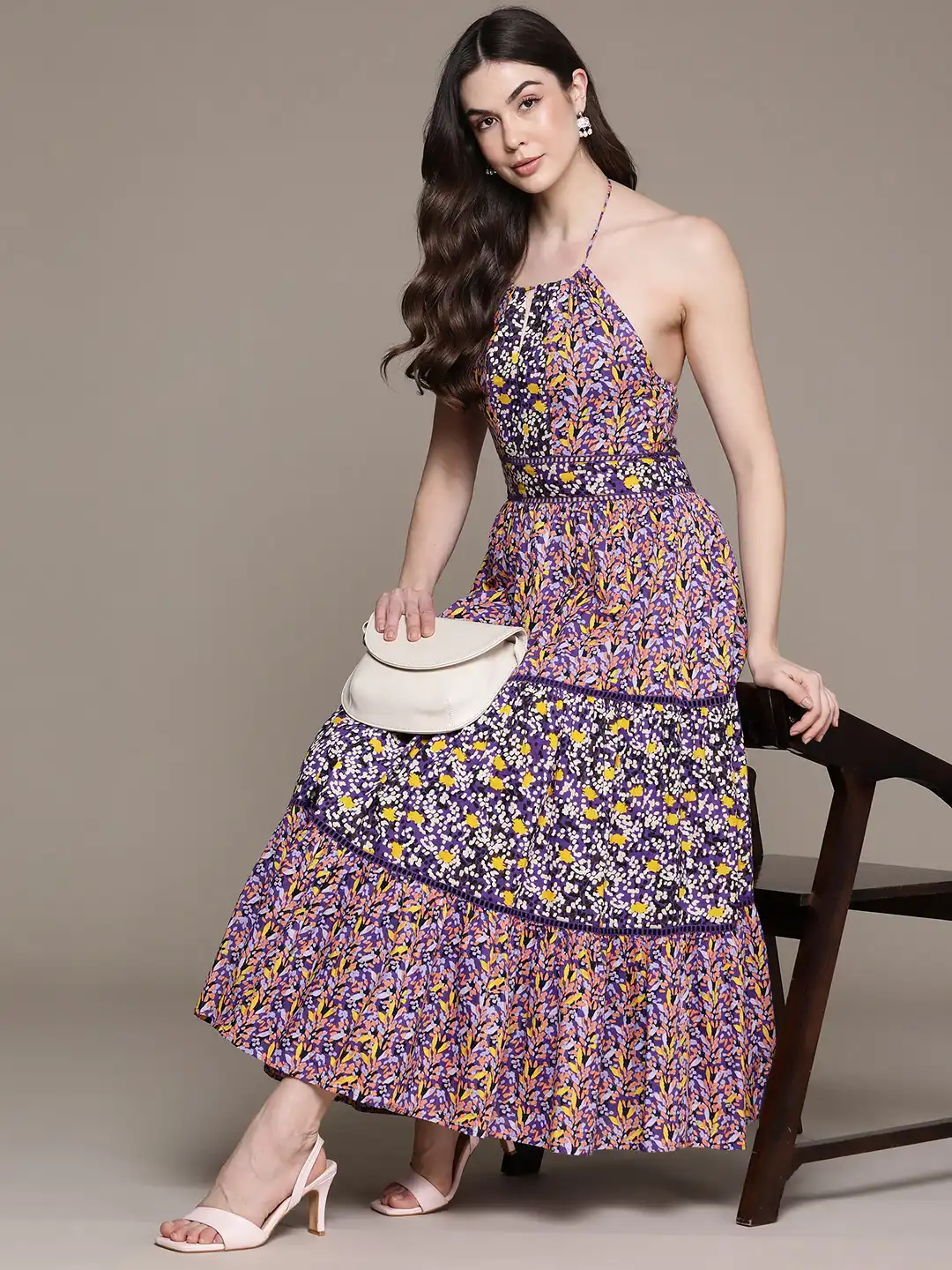 Buy Label Ritu Kumar Print Halter Neck Fit & Flare Midi Dress - Dresses for  Women 27993898 | Myntra